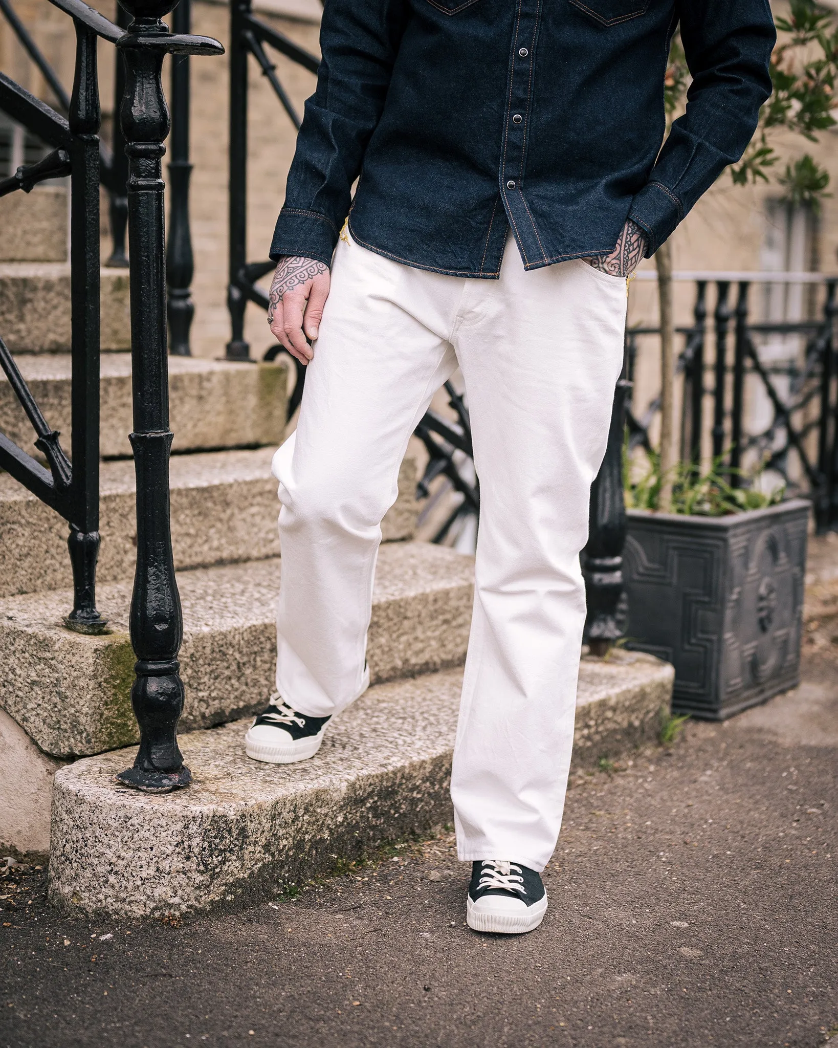 13.5oz Denim Straight Cut Jeans - White sold by Iron Heart product image thumbnail 5