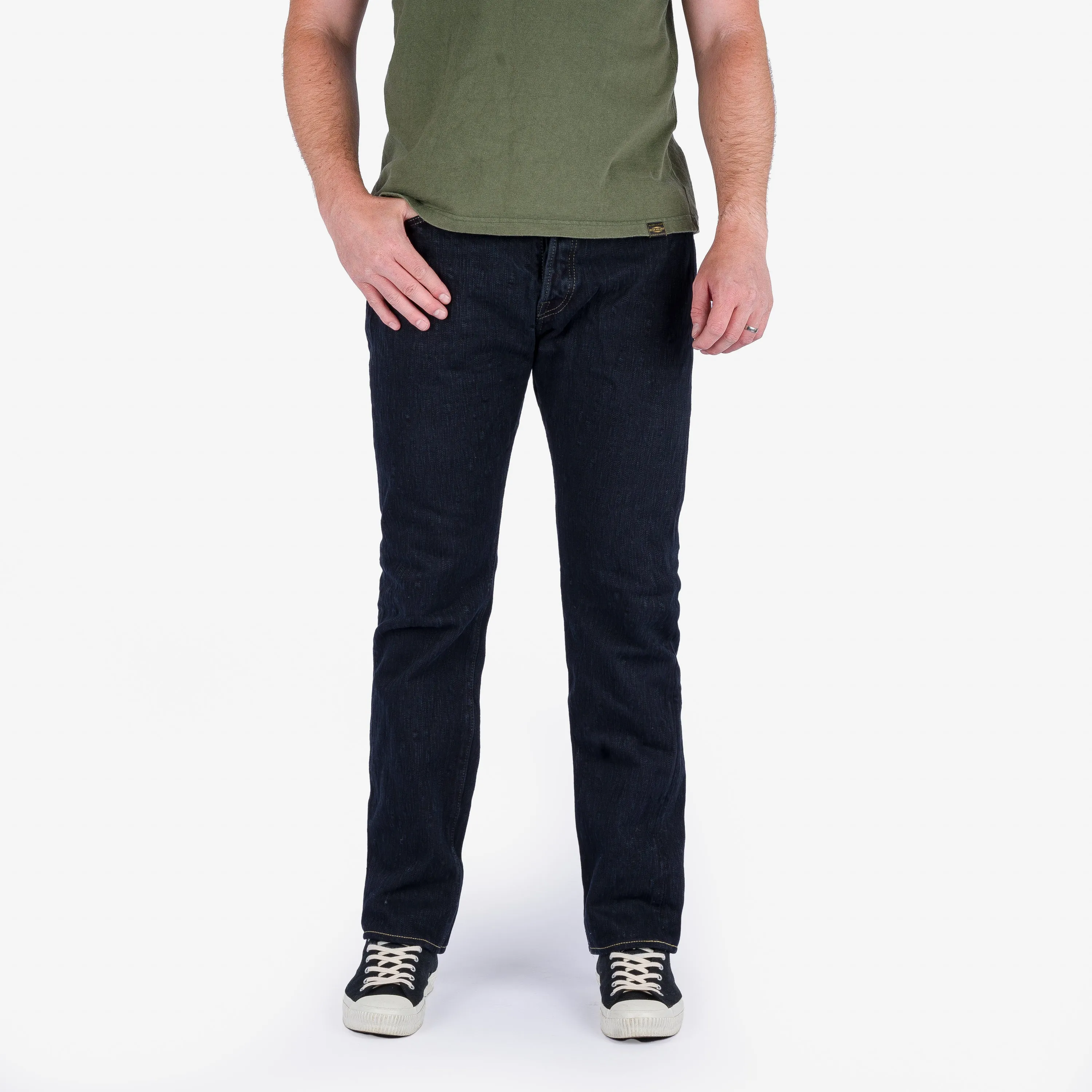 16oz Slubby Selvedge Denim Relaxed Tapered Cut Jeans - Indigo Overdyed Black sold by Iron Heart product image thumbnail 2