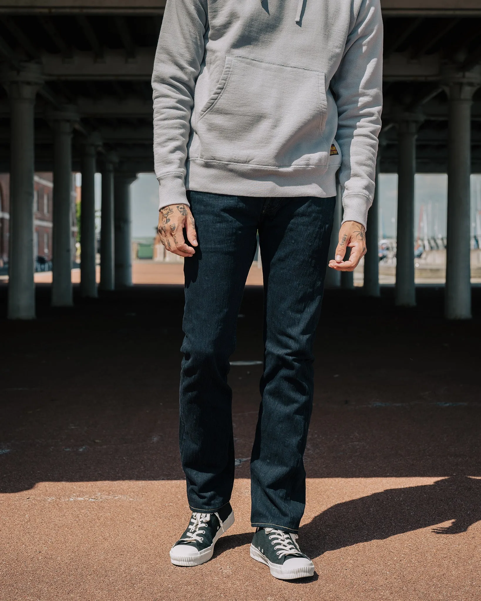 16oz Slubby Selvedge Denim Slim Tapered Cut Jeans - Indigo Overdyed Black sold by Iron Heart product image thumbnail 4