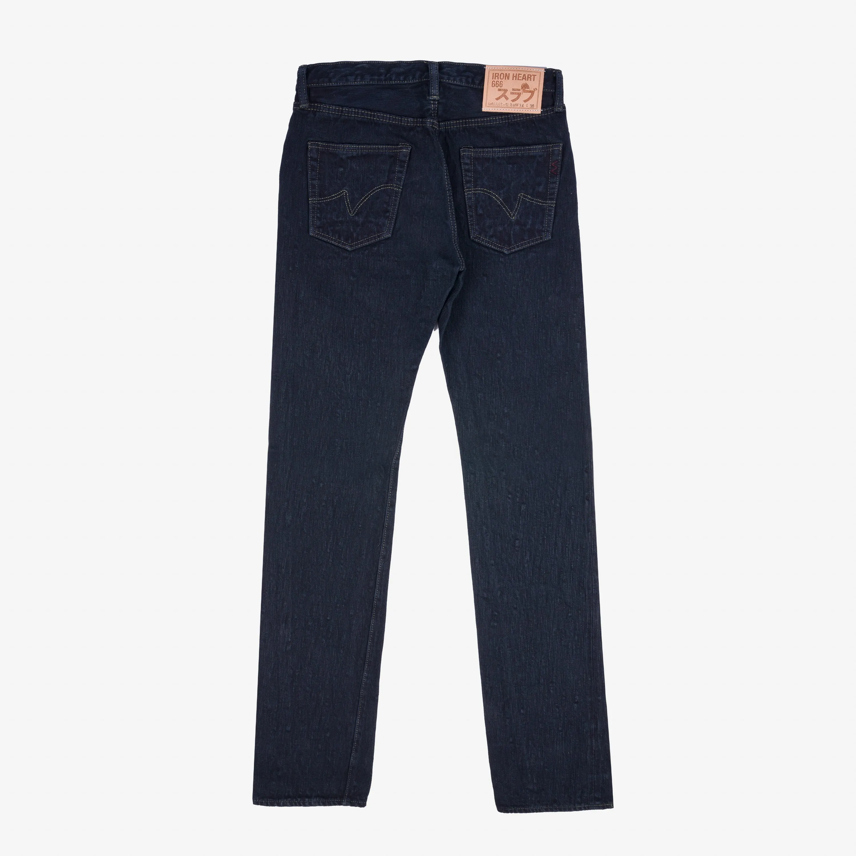 16oz Slubby Selvedge Denim Slim Straight Cut Jeans - Indigo Overdyed Black sold by Iron Heart product image thumbnail 5