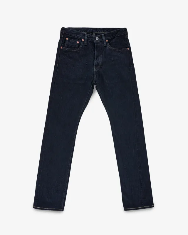 16oz Slubby Selvedge Denim Slim Cut Jeans - Indigo Overdyed Black sold by Iron Heart