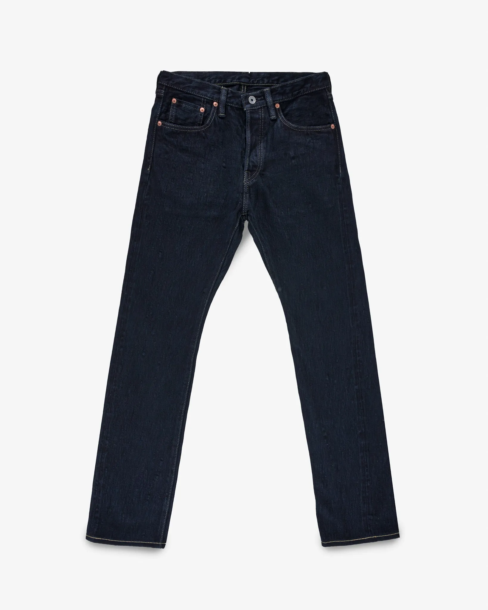 16oz Slubby Selvedge Denim Slim Cut Jeans - Indigo Overdyed Black sold by Iron Heart