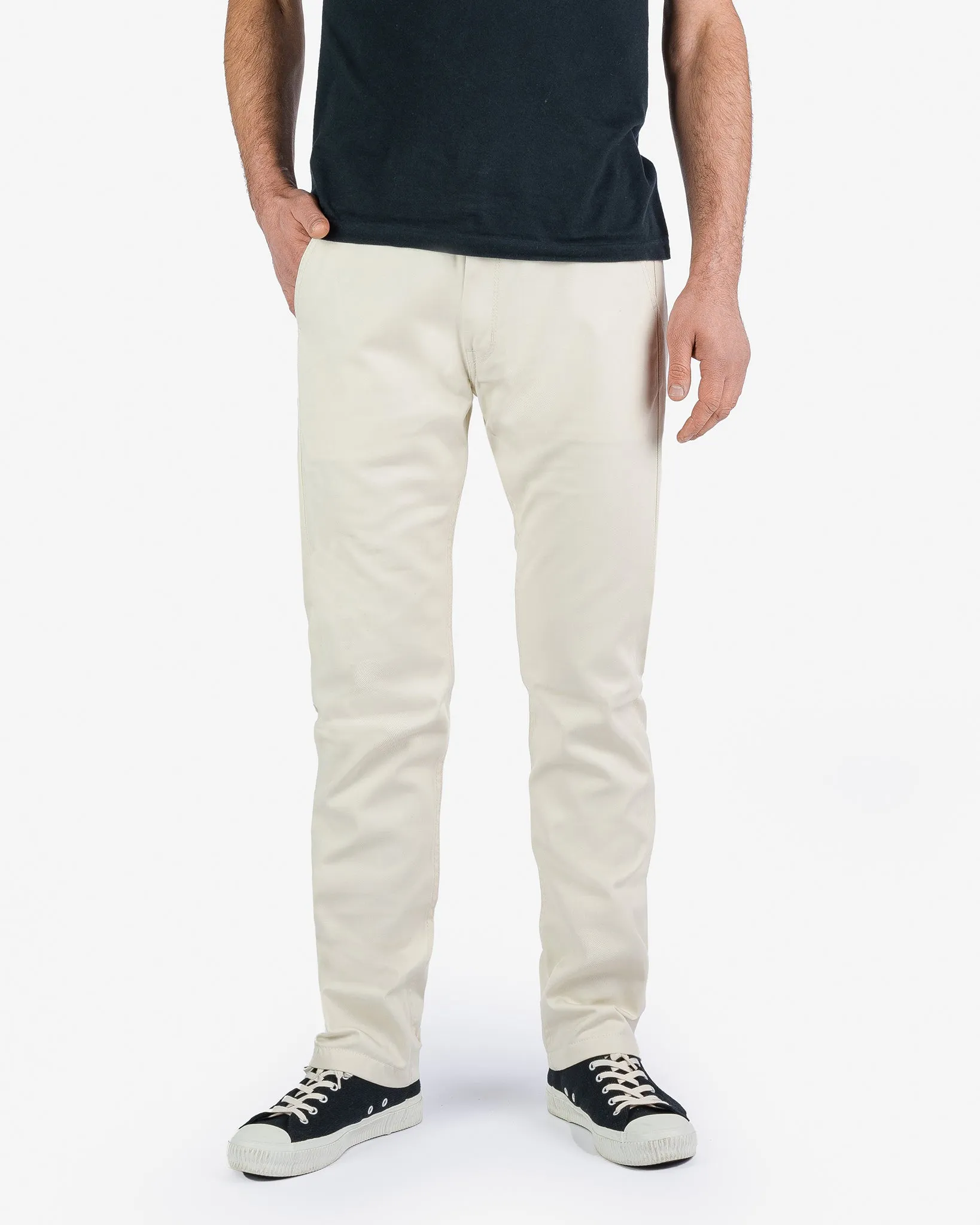 9oz Mercerised Selvedge Cotton Relaxed Tapered Cut Chinos - Ivory sold by Iron Heart product image thumbnail 2
