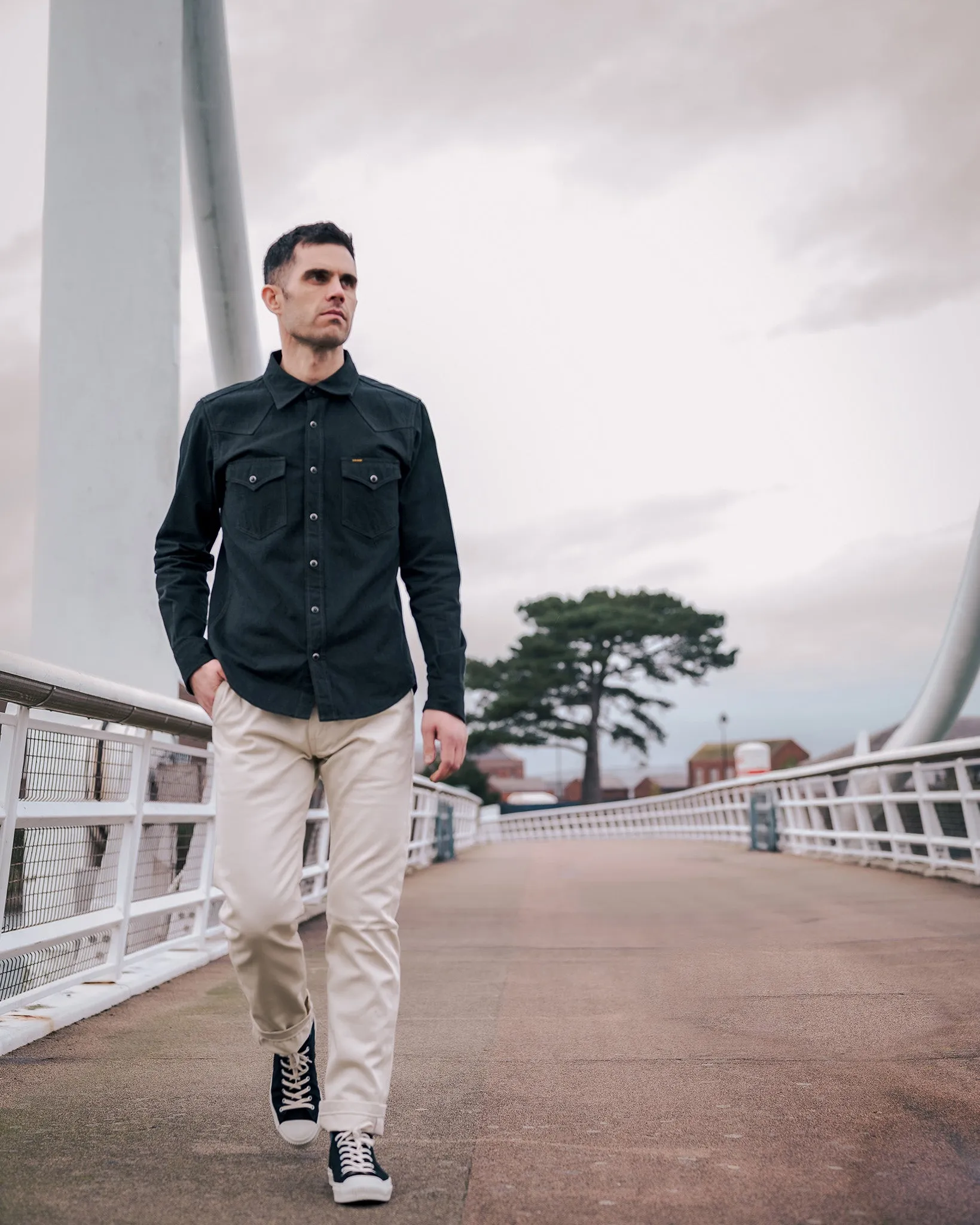 9oz Mercerised Selvedge Cotton Relaxed Tapered Cut Chinos - Ivory sold by Iron Heart product image thumbnail 4