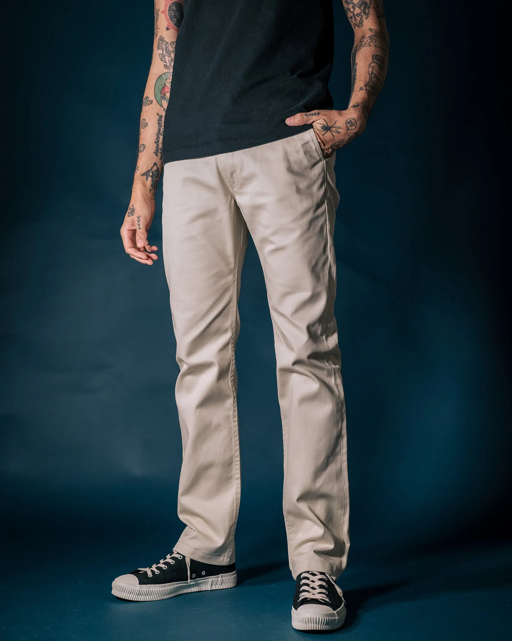 9oz Mercerised Selvedge Cotton Slim Tapered Chinos - Ivory sold by Iron Heart product image thumbnail 4