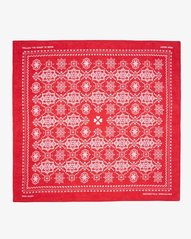 Iron Heart “Bell” Print Bandana - Red made by Iron Heart