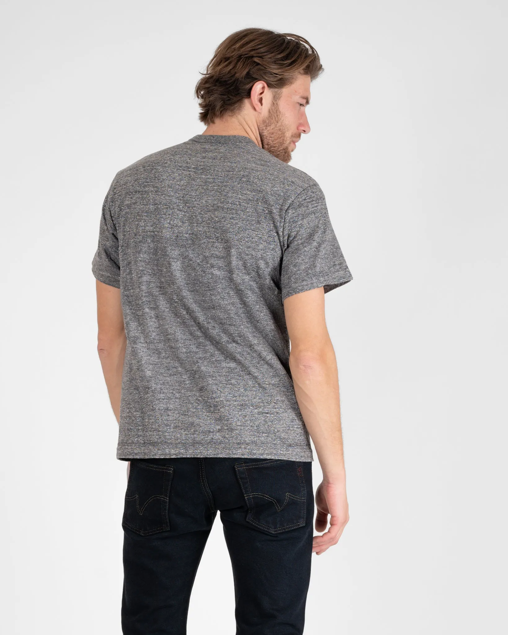 6.5oz Loopwheel Crew Neck T-Shirt with longer body - Light Grey sold by Iron Heart product image thumbnail 3