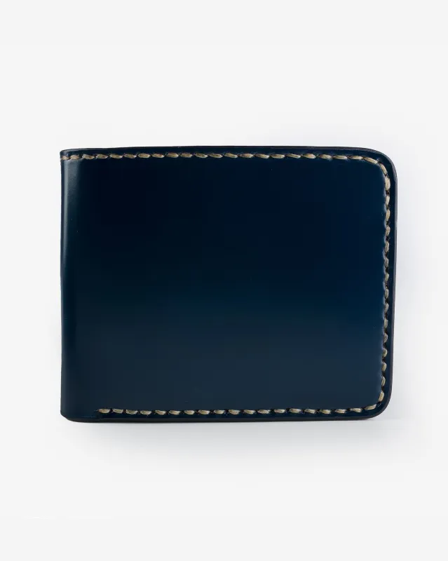 Slimline Small Shell Cordovan Wallet - Navy sold by Iron Heart