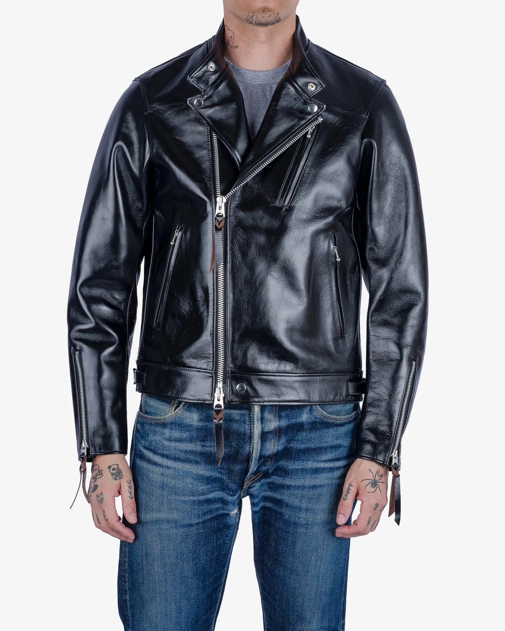 Japanese Horsehide Double Motorcycle Jacket - Black sold by Iron Heart product image thumbnail 2