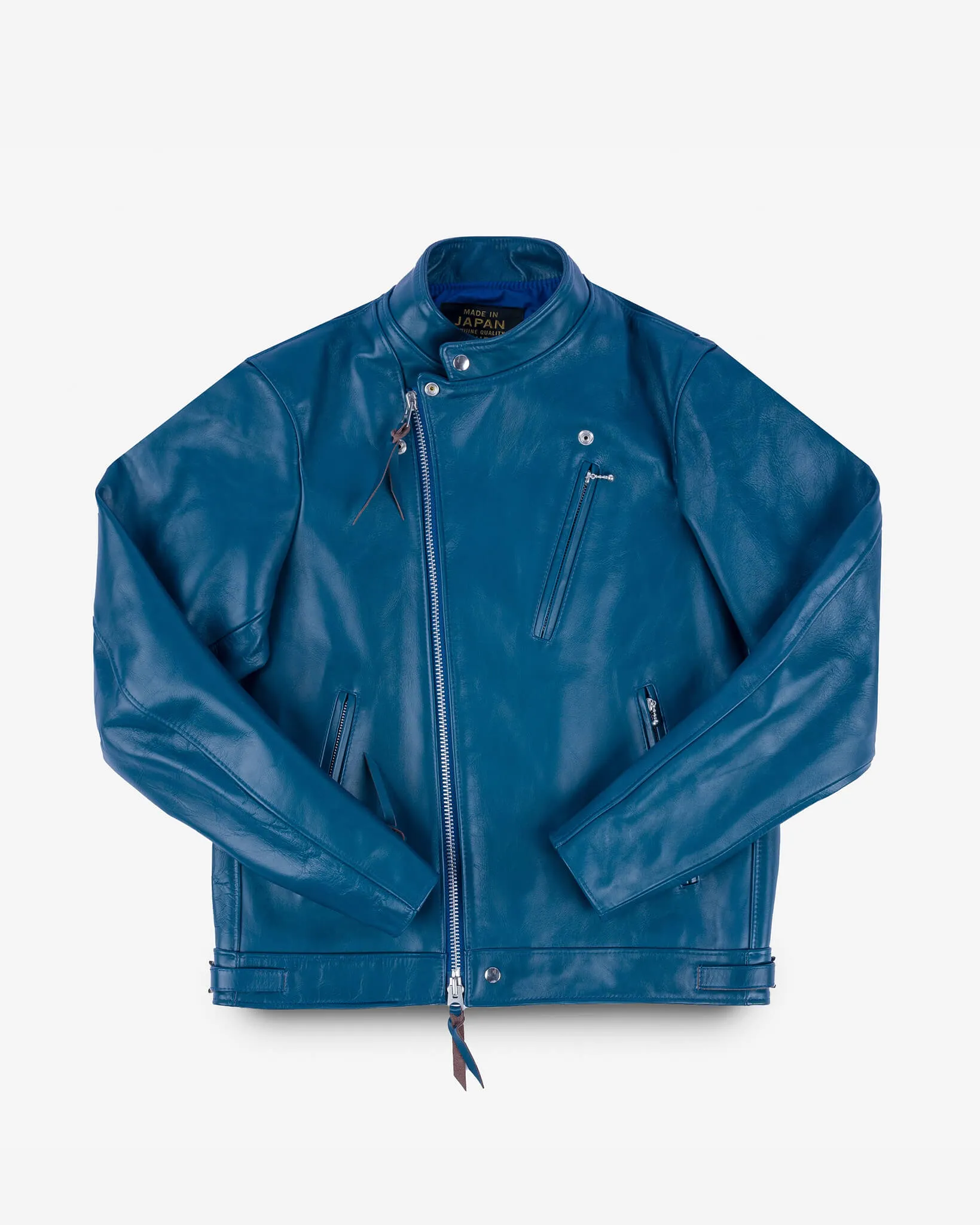 Japanese Horsehide Double Motorcycle Jacket - Blue sold by Iron Heart