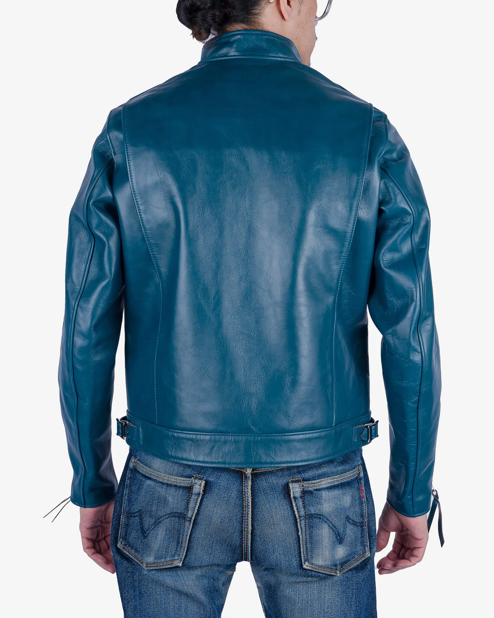 Japanese Horsehide Double Motorcycle Jacket - Blue sold by Iron Heart product image thumbnail 4