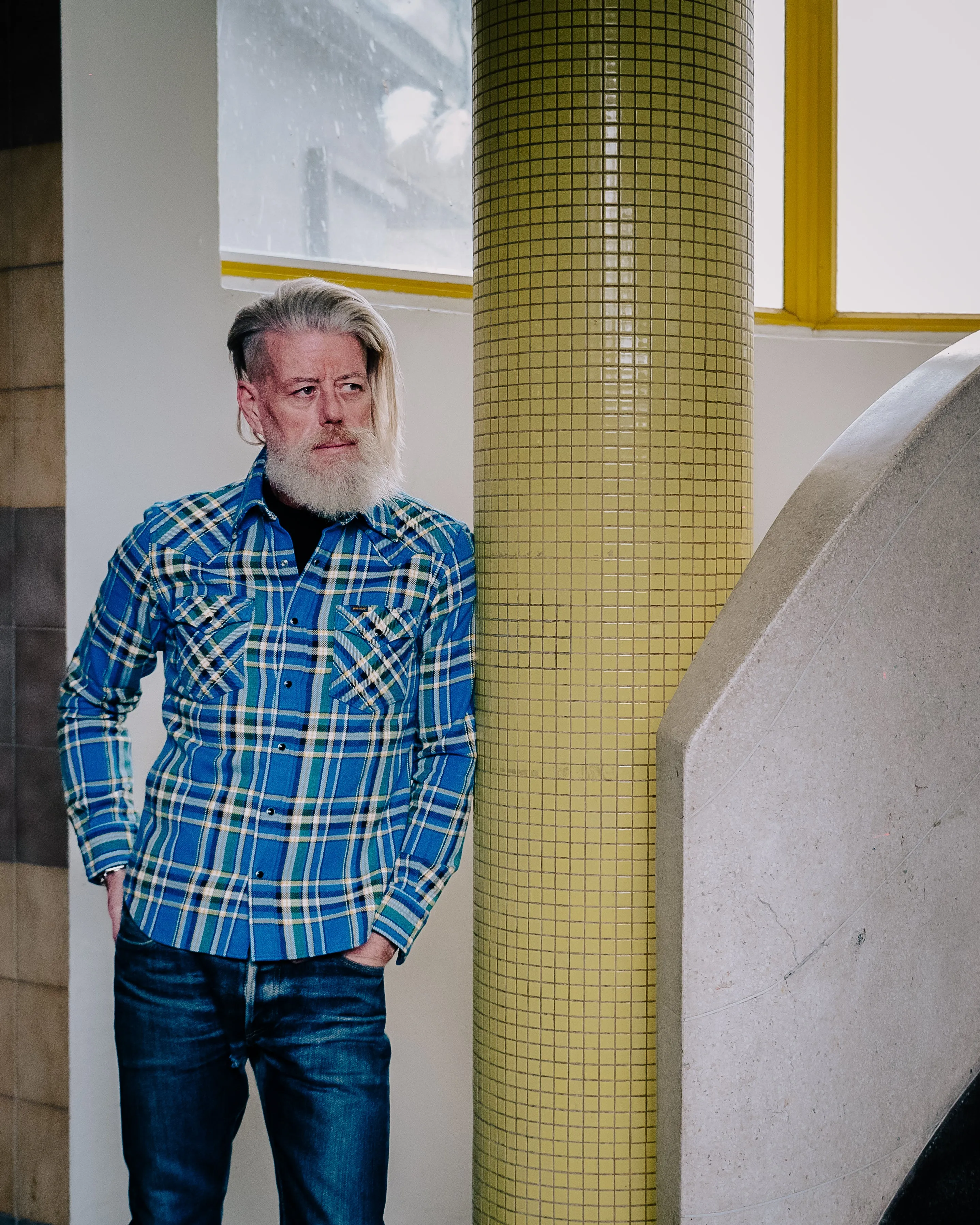 Ultra Heavy Flannel Tartan Check Work Shirt - Blue sold by Iron Heart product image thumbnail 4