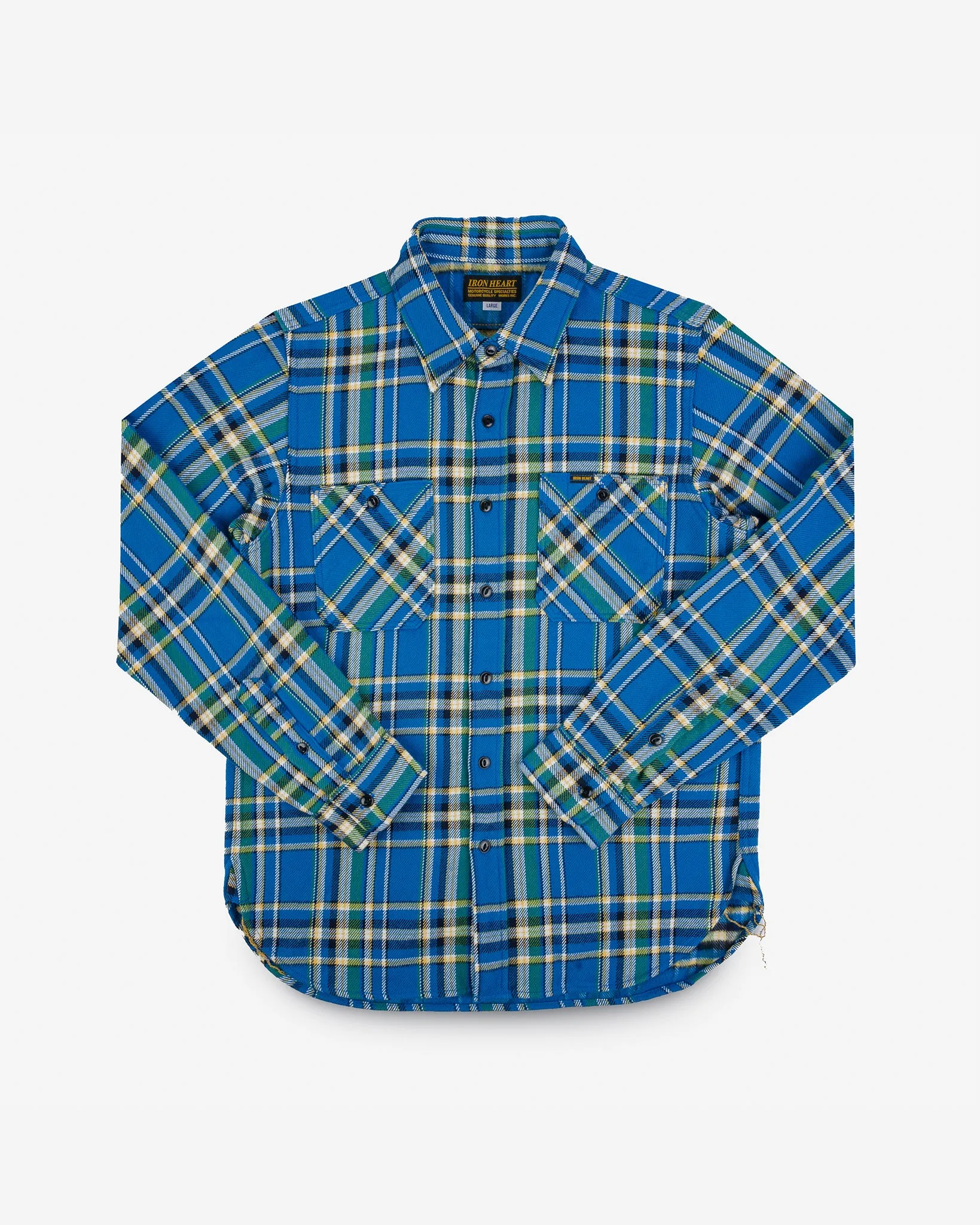 Ultra Heavy Flannel Tartan Check Work Shirt - Blue sold by Iron Heart