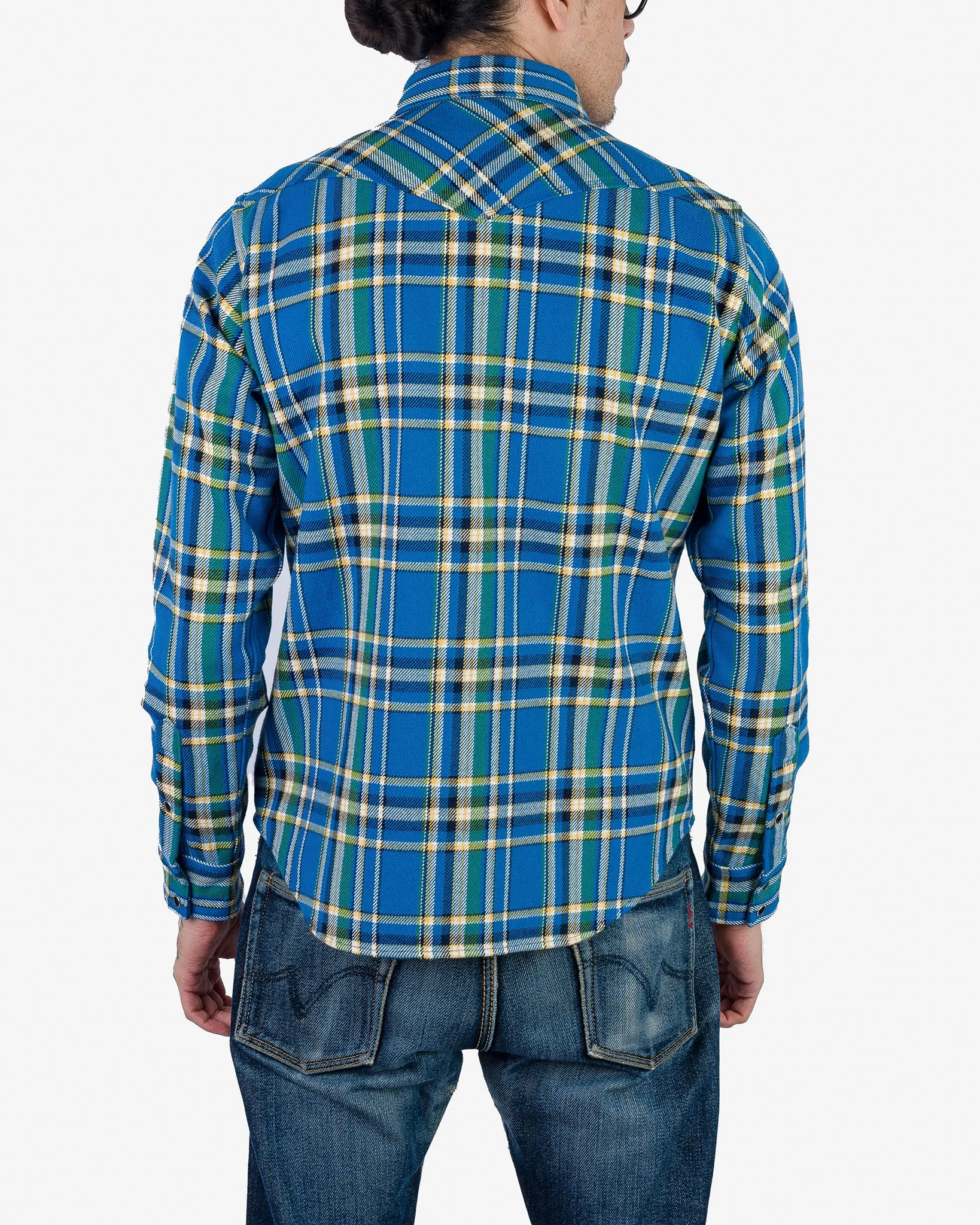 Ultra Heavy Flannel Tartan Check Western Shirt - Blue sold by Iron Heart product image thumbnail 3