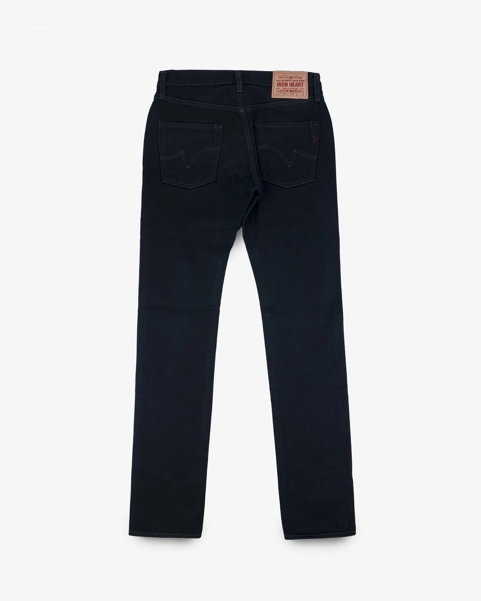 14oz Broken Twill Selvedge Denim Slim Tapered Cut Jeans - Indigo Overdyed Black sold by Iron Heart product image thumbnail 5