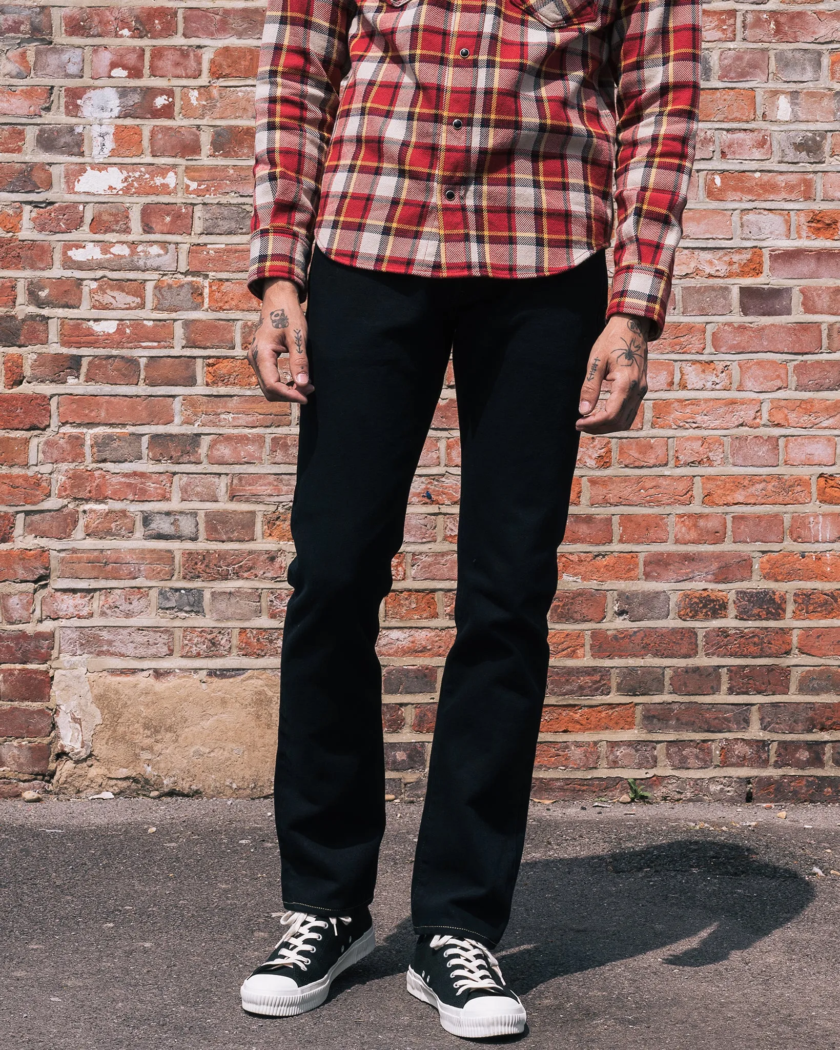 14oz Broken Twill Selvedge Denim Slim Tapered Cut Jeans - Indigo Overdyed Black sold by Iron Heart product image thumbnail 4