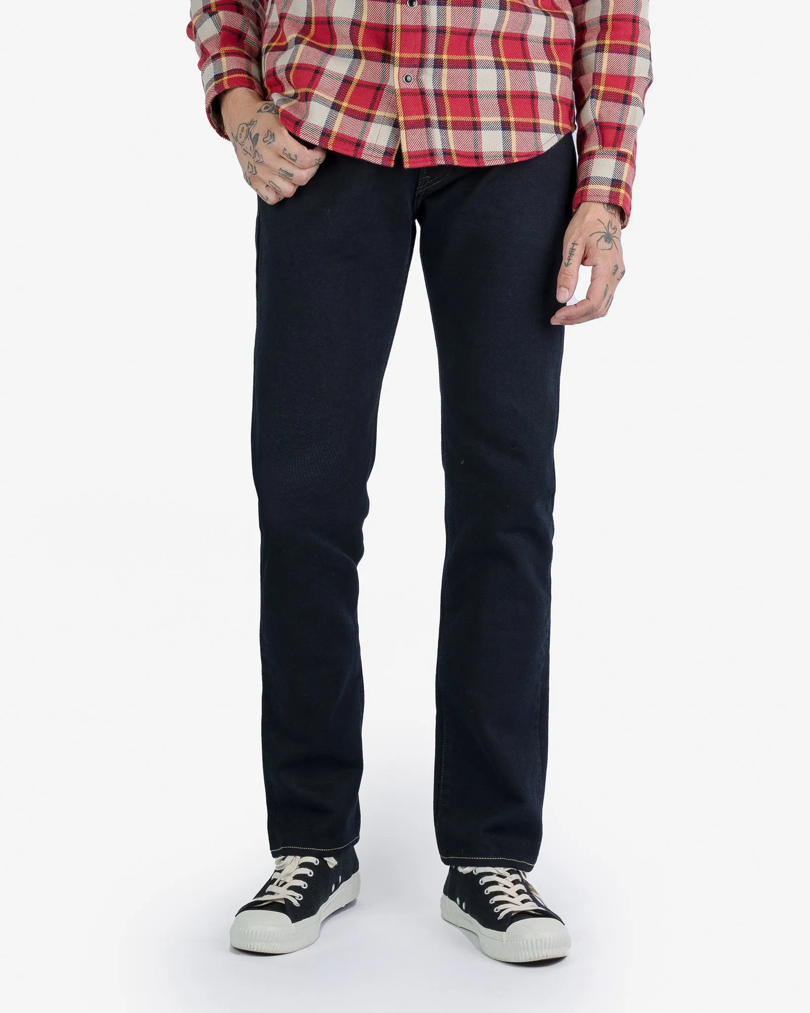 14oz Broken Twill Selvedge Denim Slim Tapered Cut Jeans - Indigo Overdyed Black sold by Iron Heart product image thumbnail 2