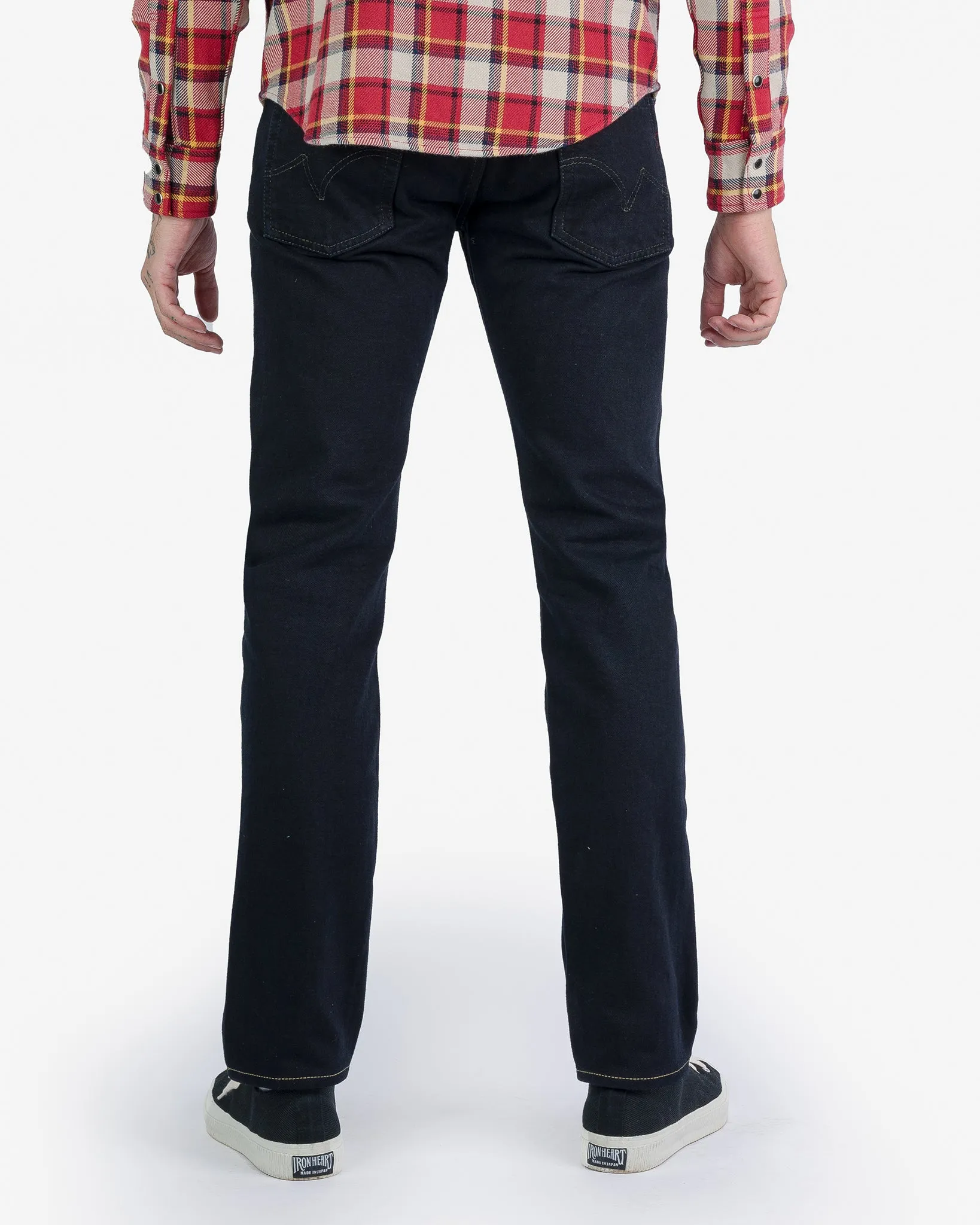 14oz Broken Twill Selvedge Denim Slim Tapered Cut Jeans - Indigo Overdyed Black sold by Iron Heart product image thumbnail 3