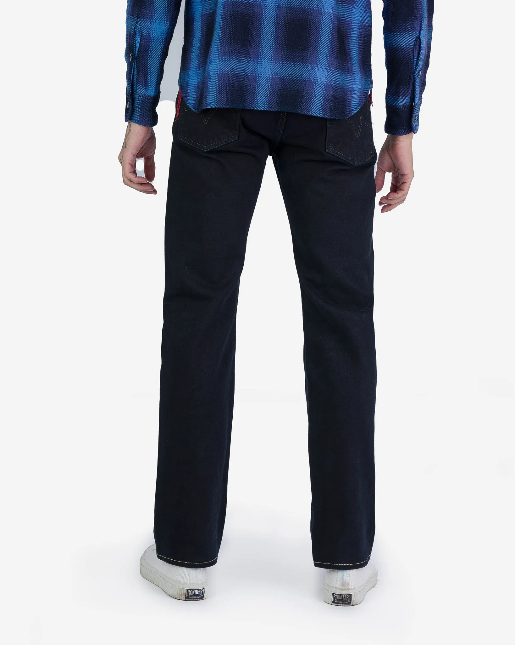 14oz Broken Twill Selvedge Denim Slim Straight Cut Jeans - Indigo Overyded Black sold by Iron Heart product image thumbnail 3