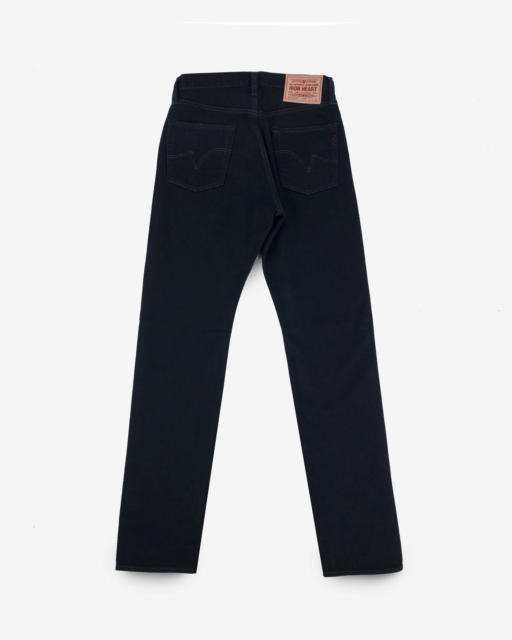 14oz Broken Twill Selvedge Denim Relaxed Tapered Cut Jeans - Indigo Overdyed Black sold by Iron Heart product image thumbnail 5