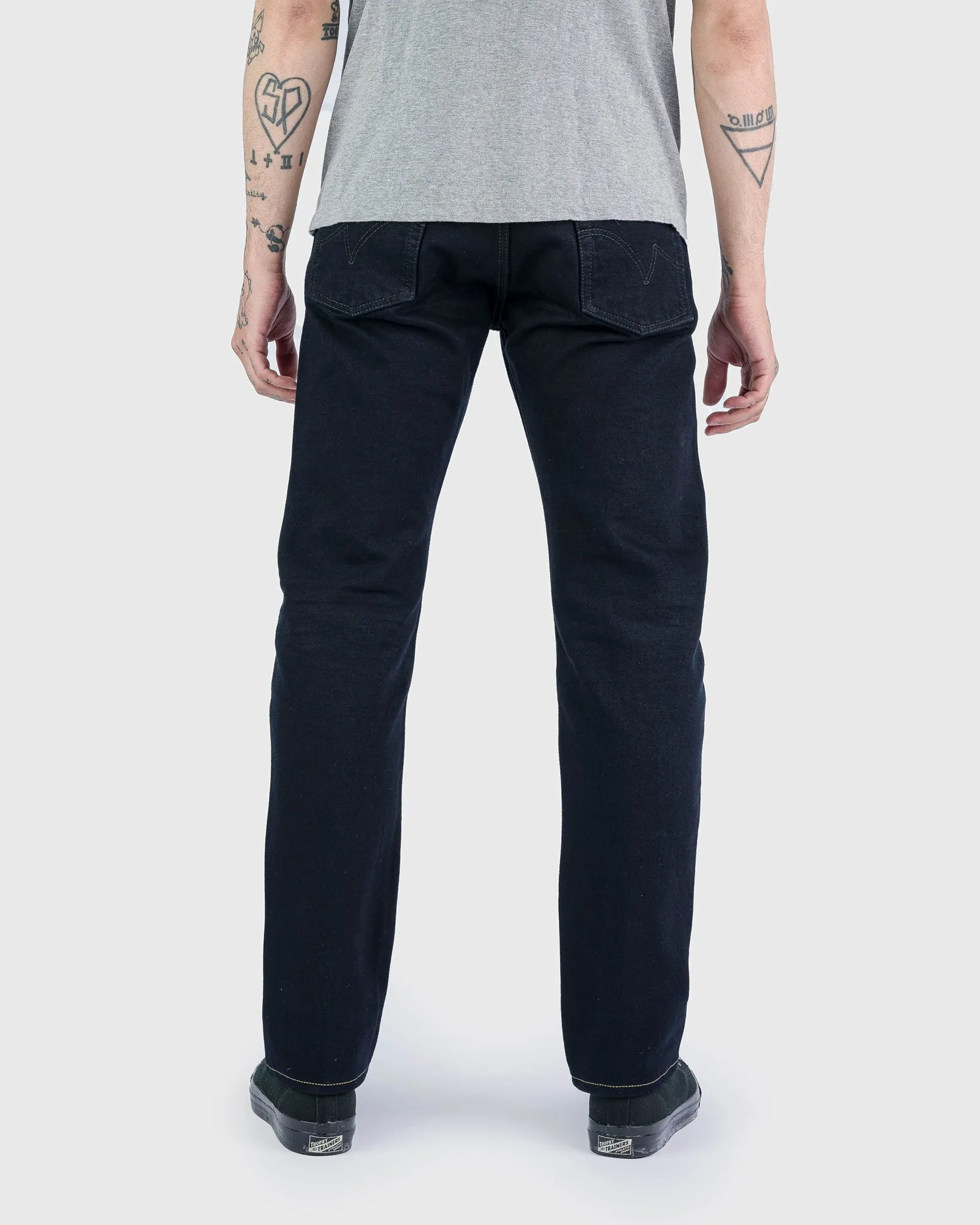 14oz Broken Twill Selvedge Denim Slim Cut Jeans - Indigo Overdyed Black sold by Iron Heart product image thumbnail 3