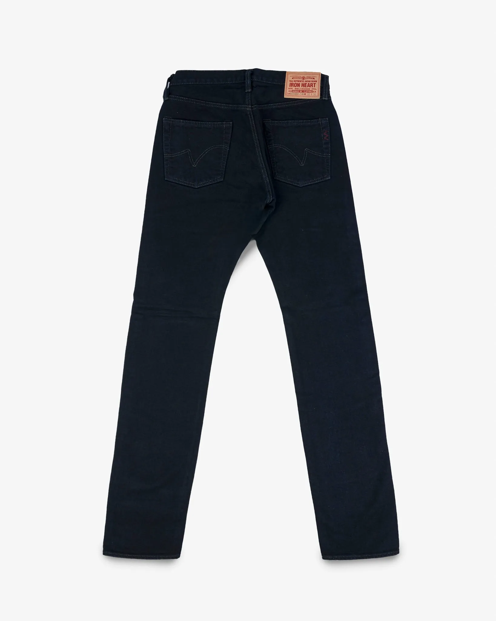 14oz Broken Twill Selvedge Denim Slim Cut Jeans - Indigo Overdyed Black sold by Iron Heart product image thumbnail 5