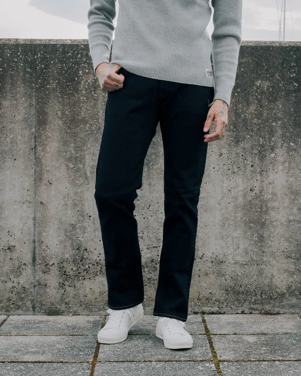 14oz Broken Twill Selvedge Denim Slim Cut Jeans - Indigo Overdyed Black sold by Iron Heart product image thumbnail 4