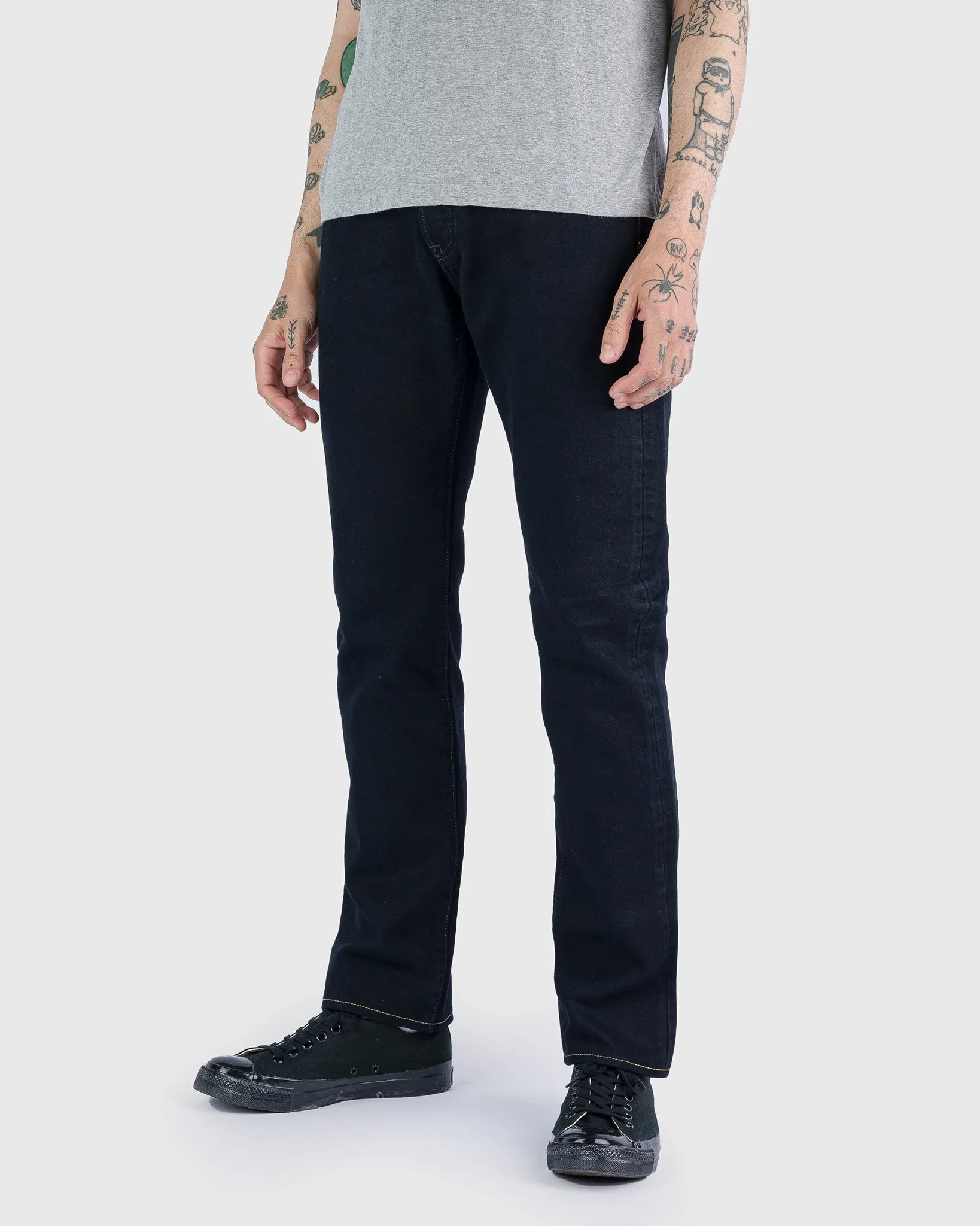 14oz Broken Twill Selvedge Denim Slim Cut Jeans - Indigo Overdyed Black sold by Iron Heart product image thumbnail 2