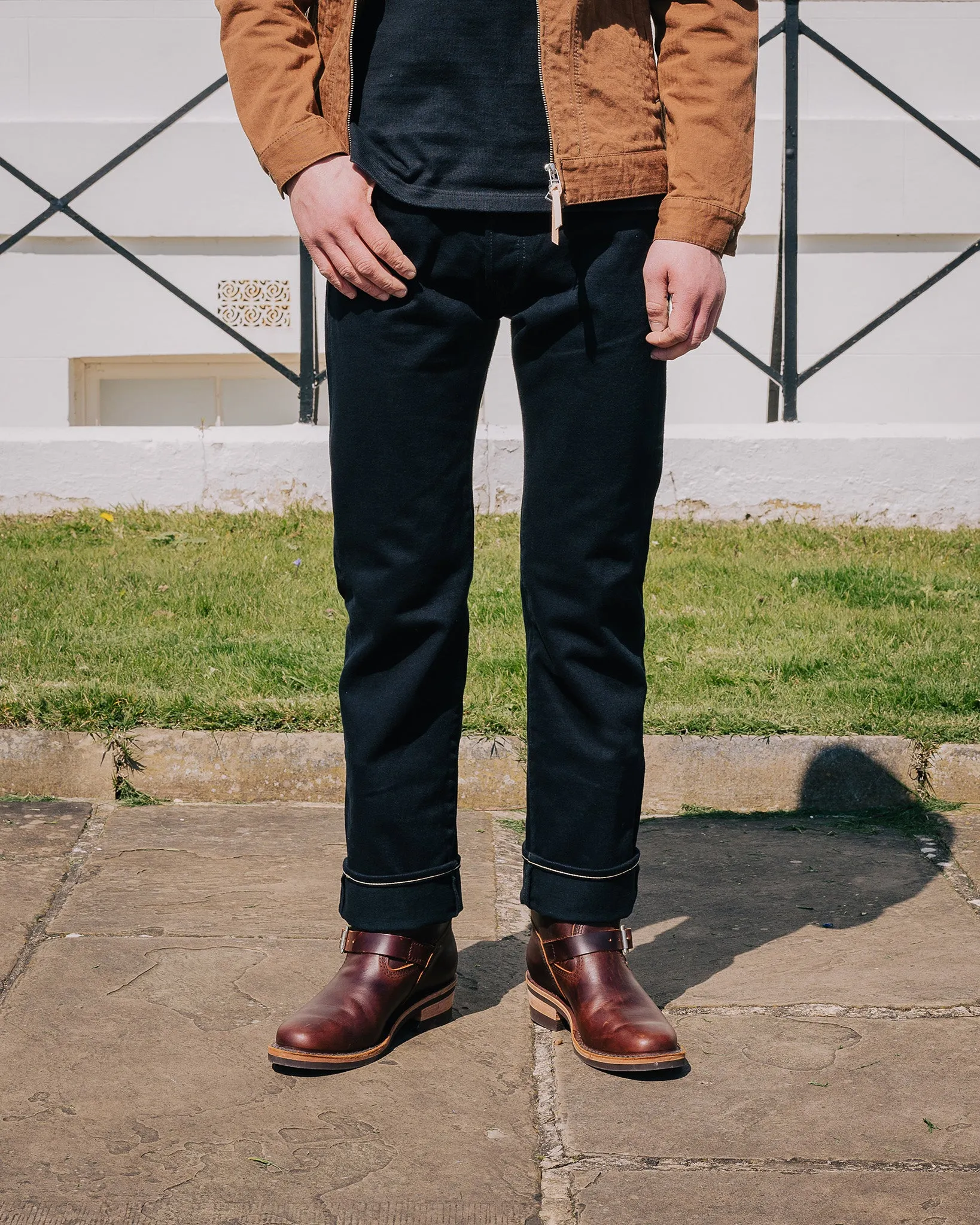 14oz Broken Twill Selvedge Denim Straight Cut Jeans - Indigo Overdyed Black sold by Iron Heart product image thumbnail 4