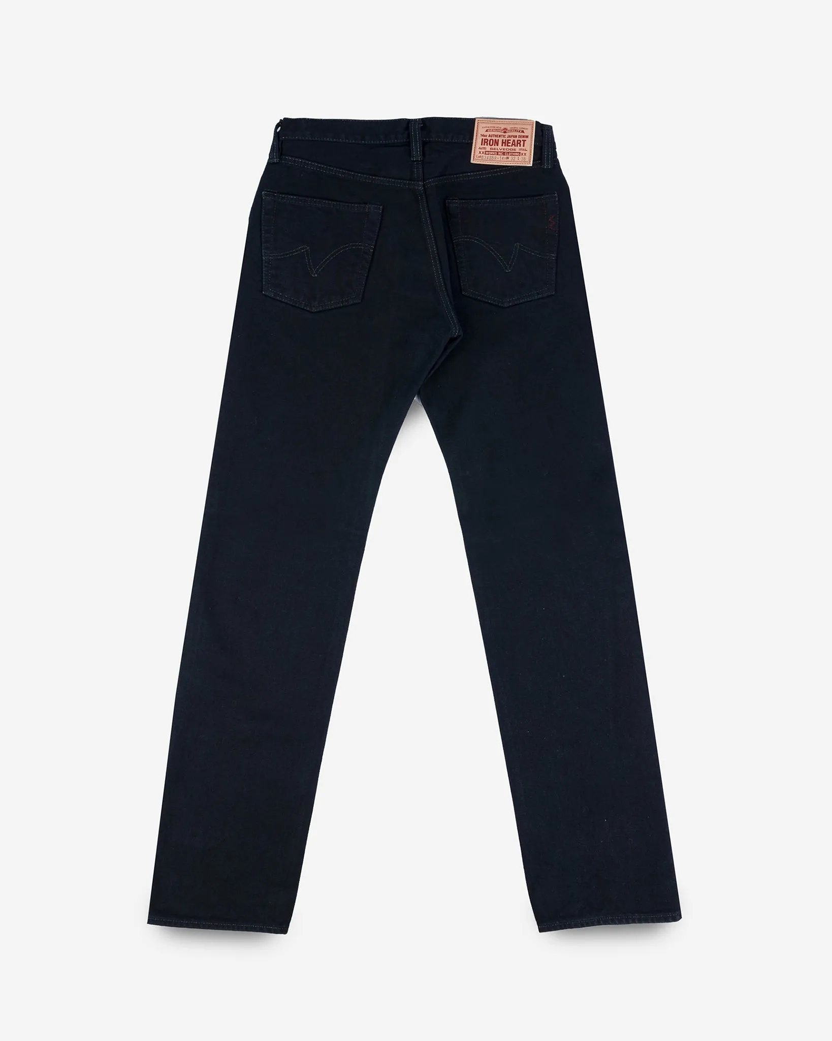 14oz Broken Twill Selvedge Denim Straight Cut Jeans - Indigo Overdyed Black sold by Iron Heart product image thumbnail 5