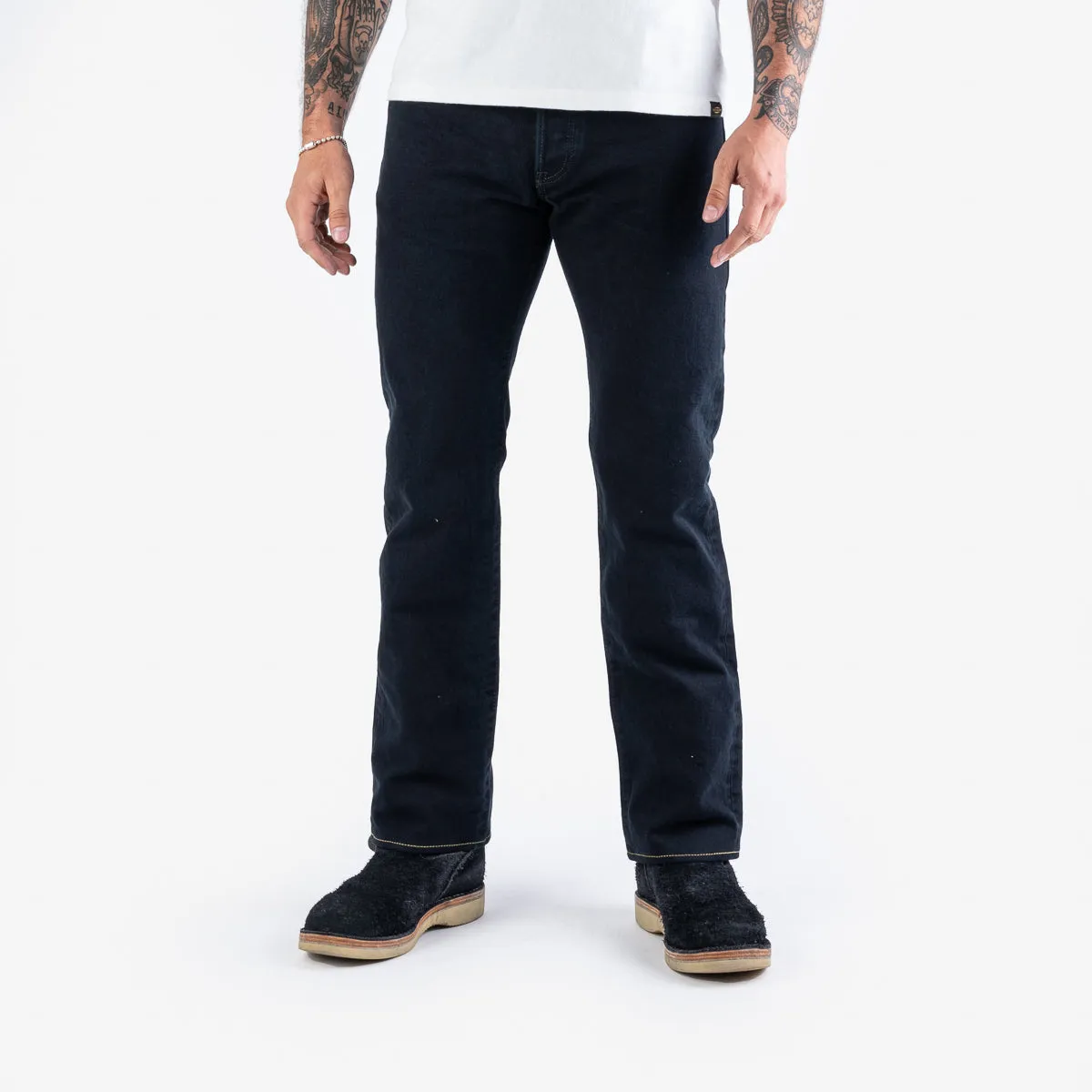 14oz Broken Twill Selvedge Denim Straight Cut Jeans - Indigo Overdyed Black sold by Iron Heart product image thumbnail 2