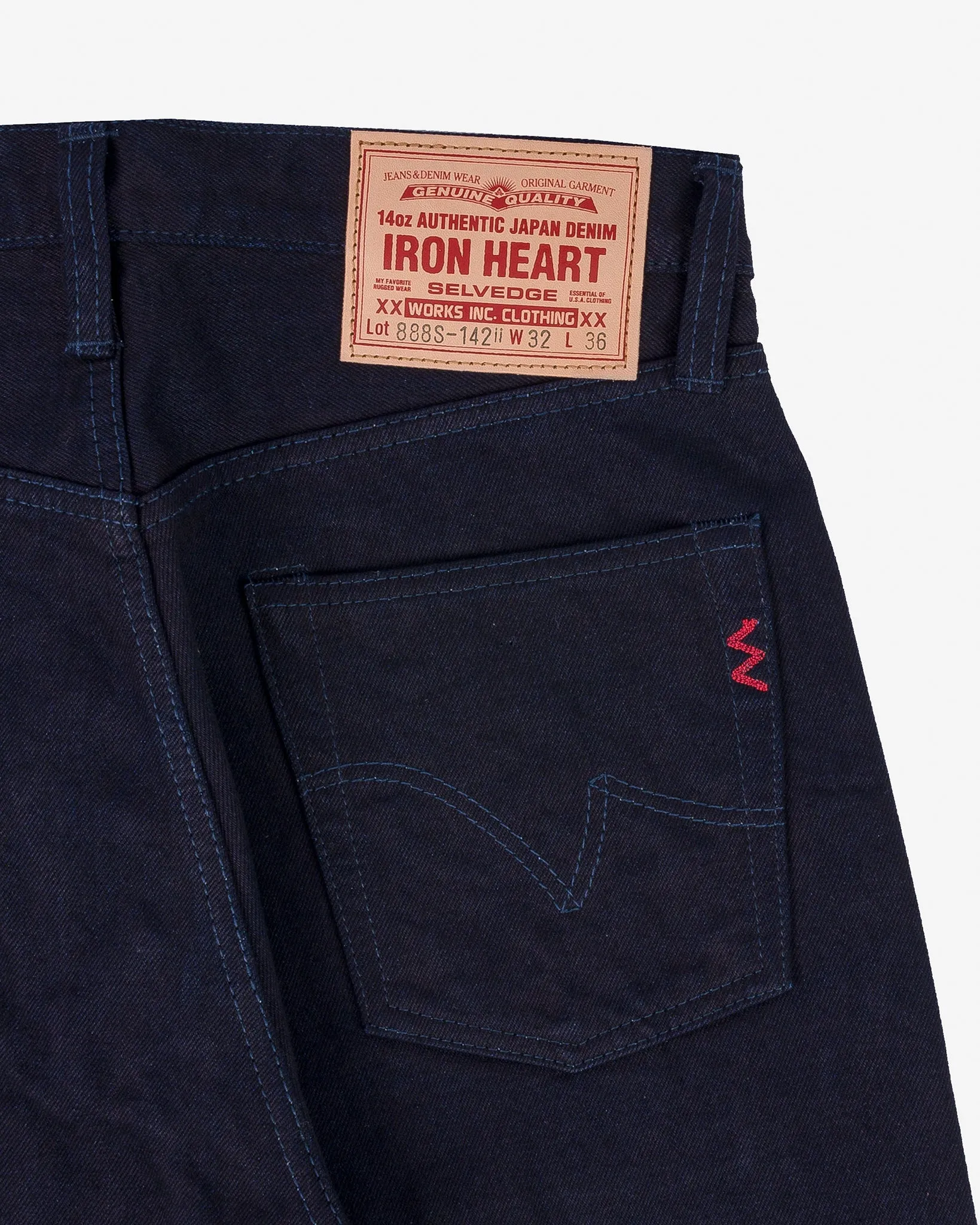 14oz Selvedge Denim Mid/High Rise Tapered Cut Jeans - Indigo/Indigo sold by Iron Heart product image thumbnail 5
