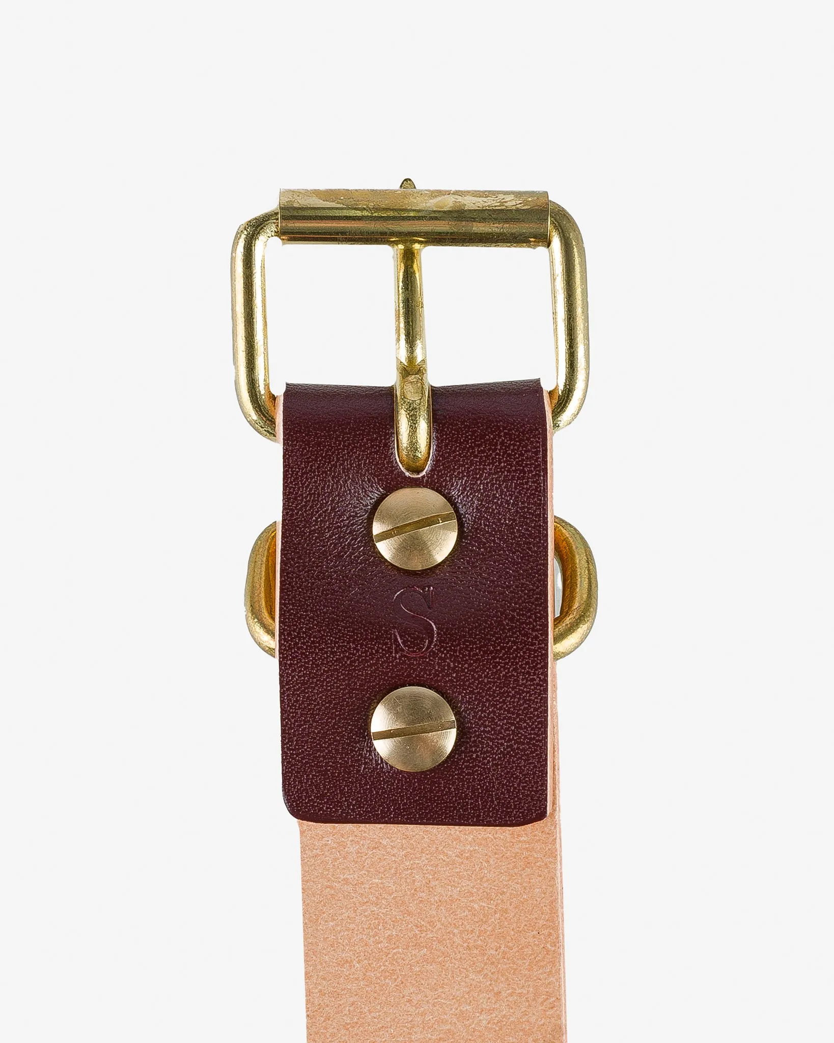 OGL Single Prong Brass Roller Buckle Leather Belt - Hand Dyed Brown sold by Iron Heart product image thumbnail 4