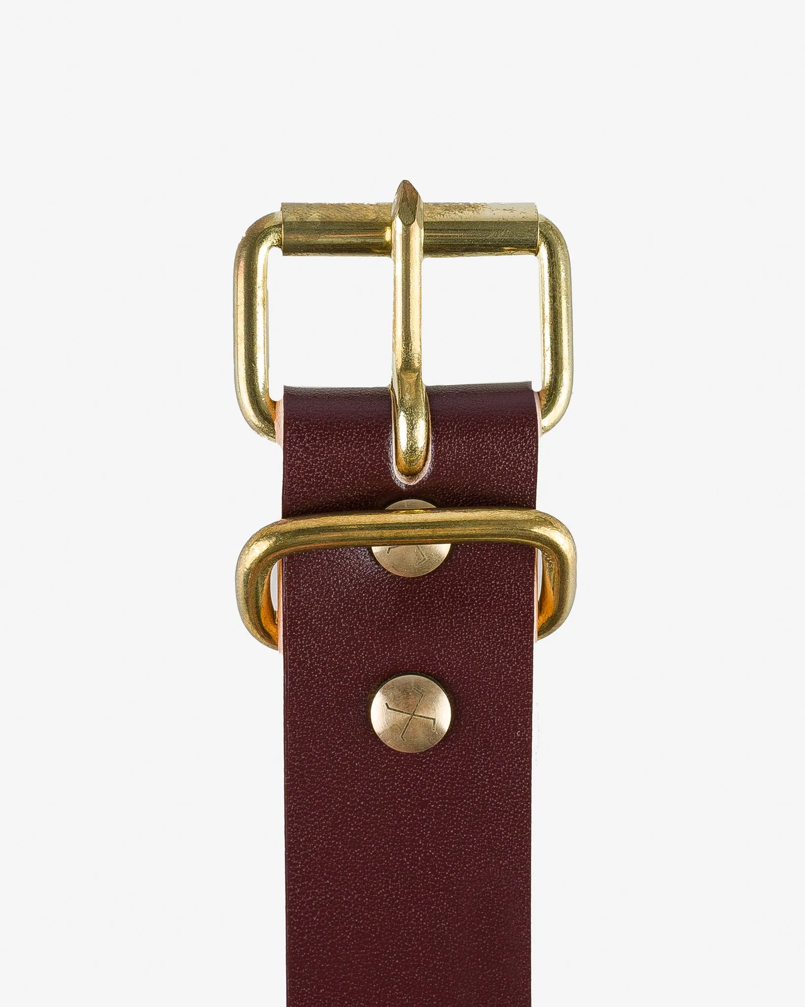 OGL Single Prong Brass Roller Buckle Leather Belt - Hand Dyed Brown sold by Iron Heart product image thumbnail 3