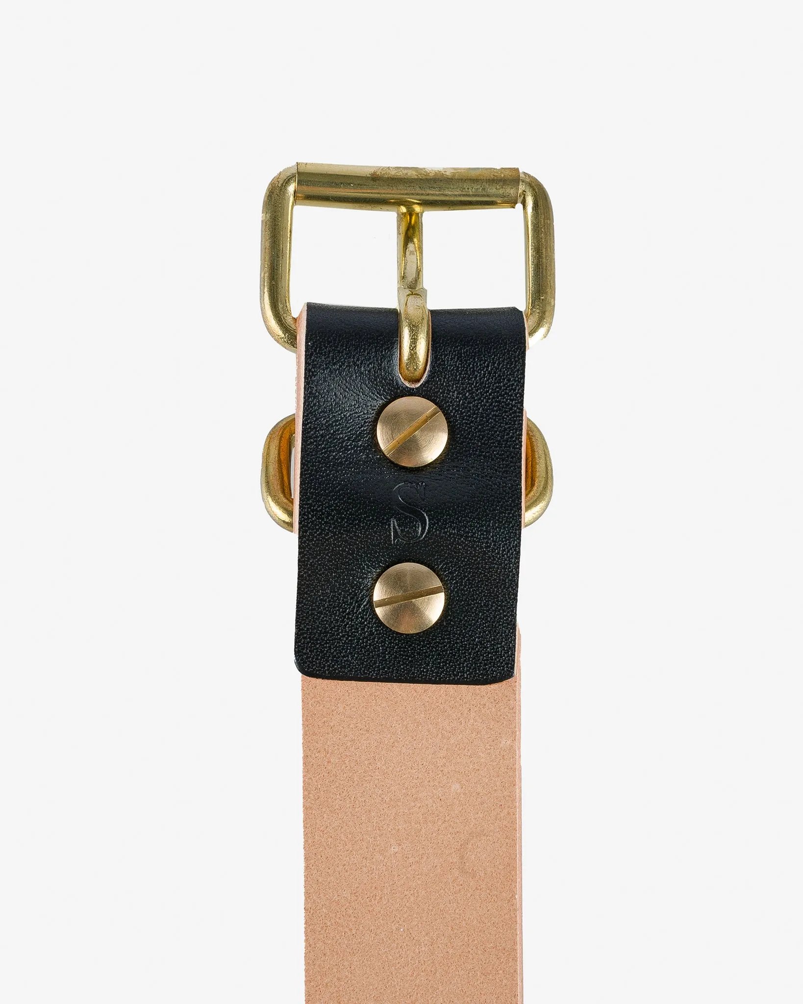 OGL Single Prong Brass Roller Buckle Leather Belt - Hand Dyed Black sold by Iron Heart product image thumbnail 4