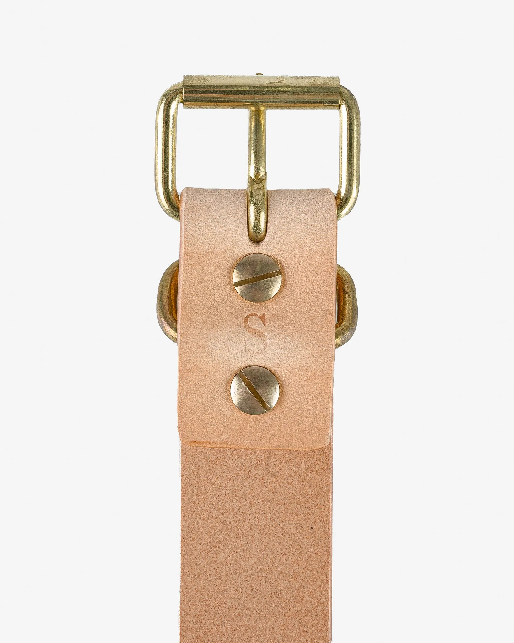 OGL Single Prong Brass Roller Buckle Leather Belt - Natural sold by Iron Heart product image thumbnail 4