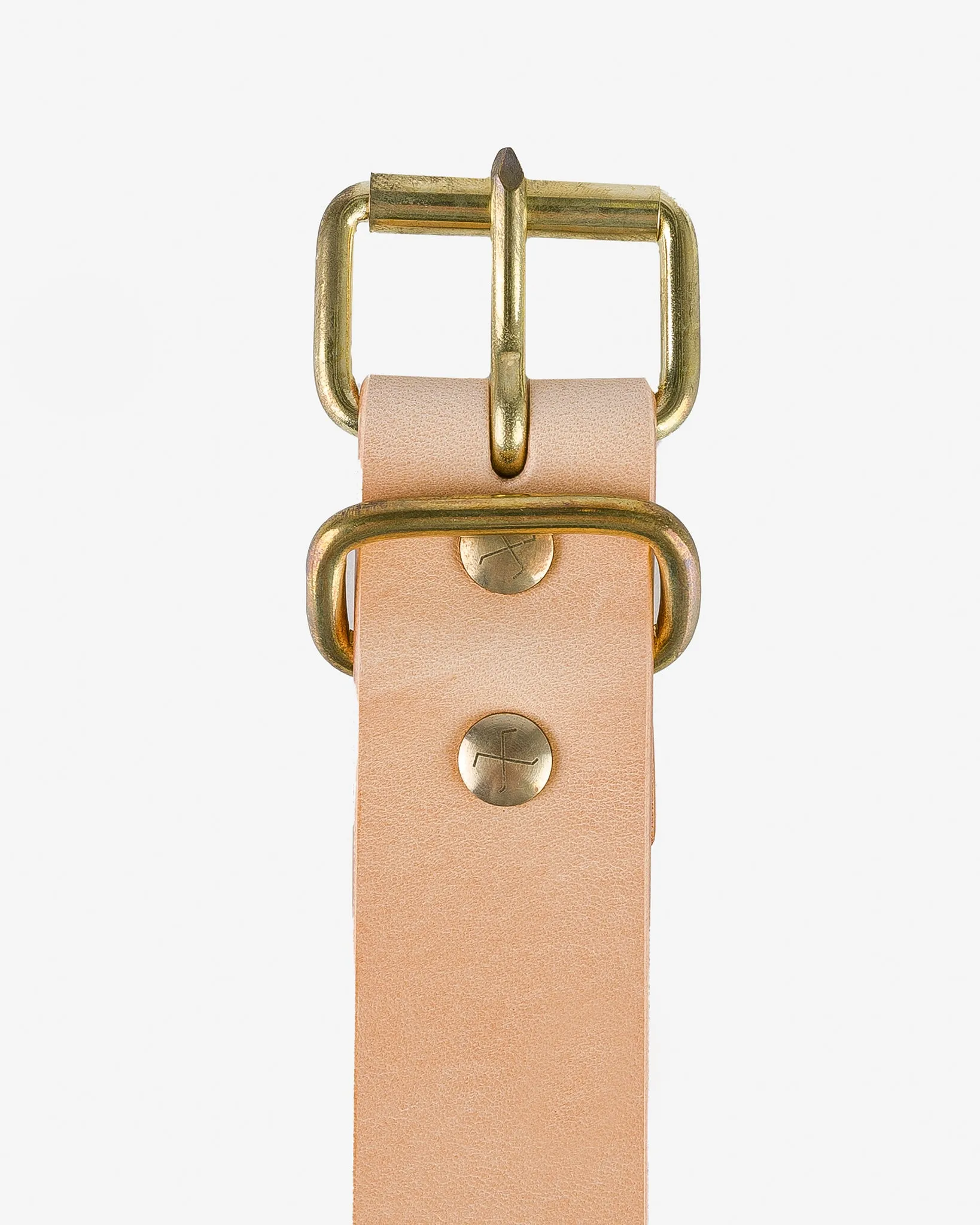 OGL Single Prong Brass Roller Buckle Leather Belt - Natural sold by Iron Heart product image thumbnail 3