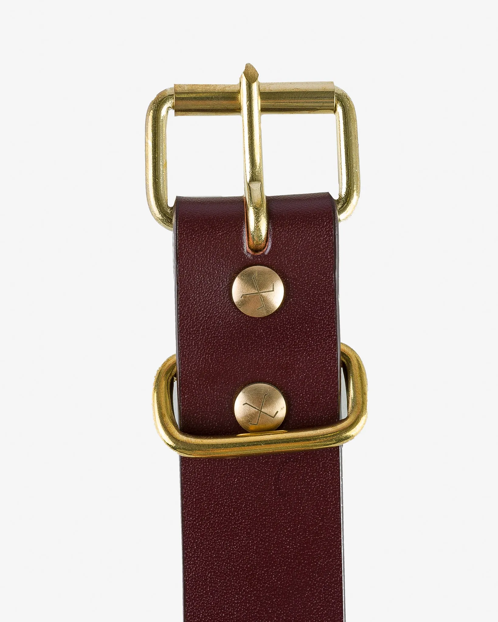OGL Single Prong Brass Roller Buckle Leather Belt - Full Dyed Brown sold by Iron Heart product image thumbnail 3