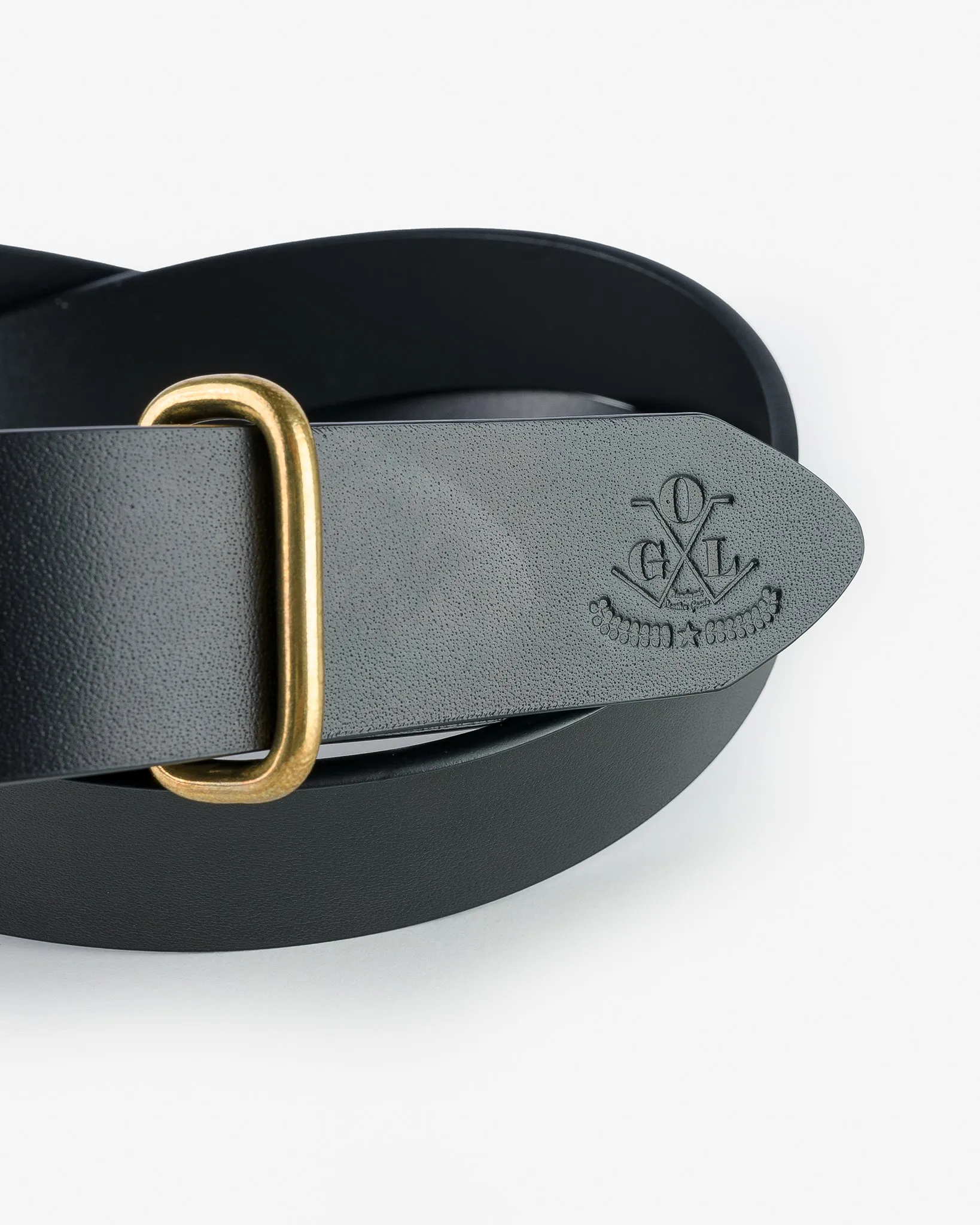 OGL Single Prong Brass Roller Buckle Leather Belt - Full Dyed Black sold by Iron Heart product image thumbnail 2