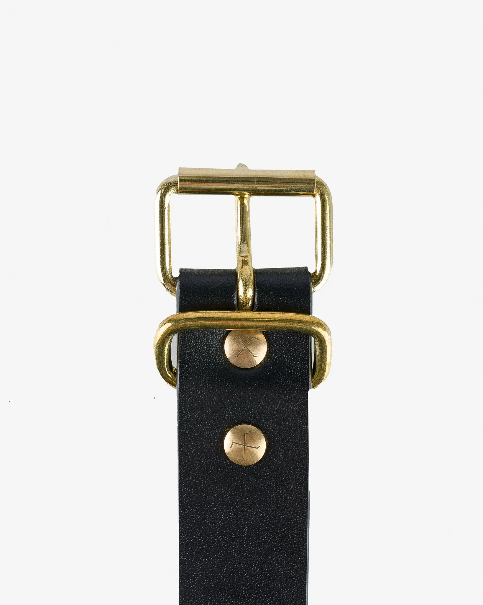 OGL Single Prong Brass Roller Buckle Leather Belt - Full Dyed Black sold by Iron Heart product image thumbnail 3
