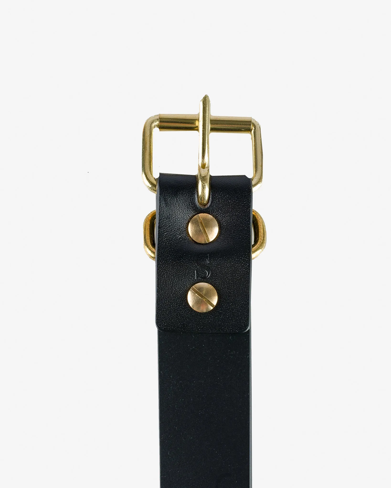OGL Single Prong Brass Roller Buckle Leather Belt - Full Dyed Black sold by Iron Heart product image thumbnail 4