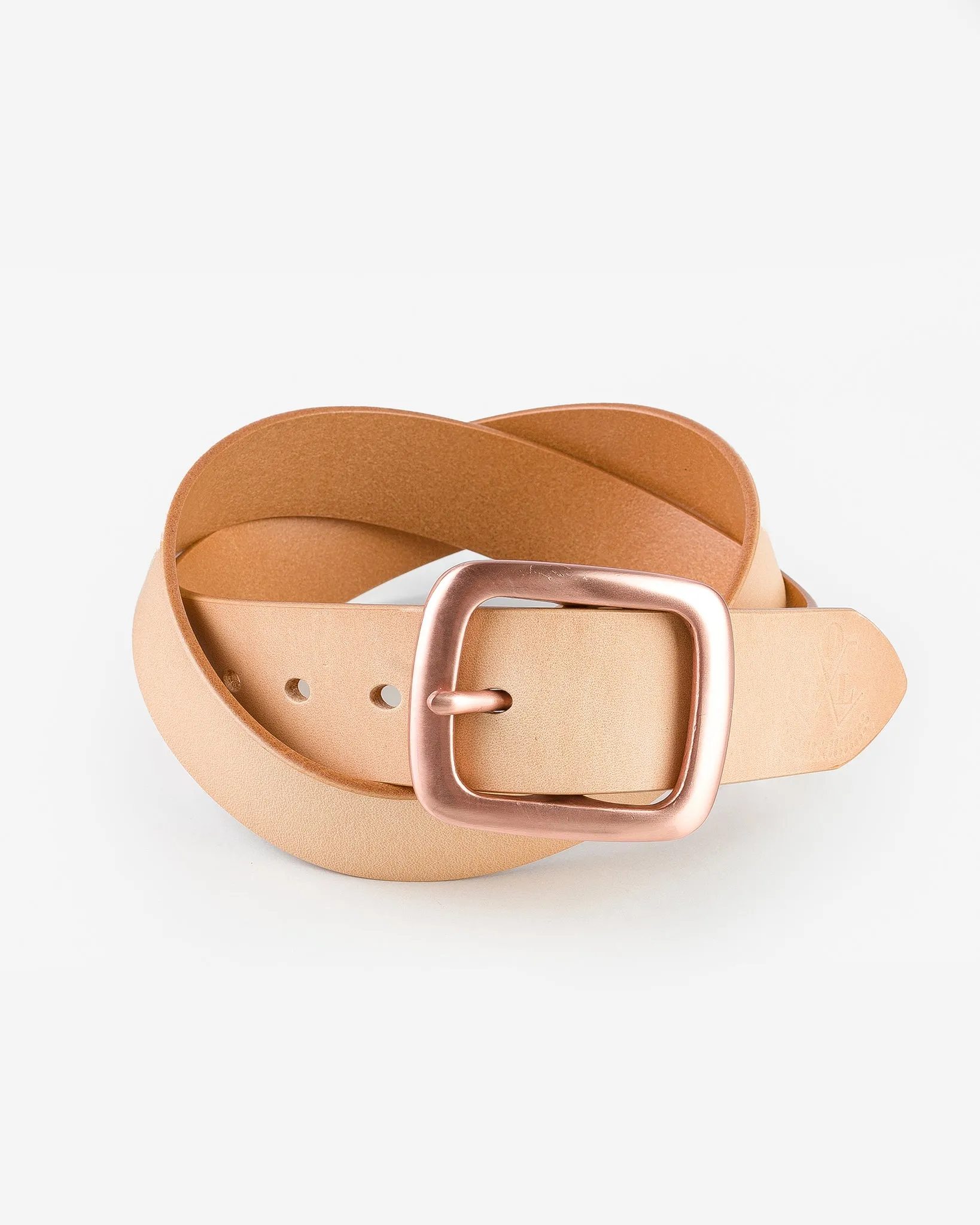 OGL Single Prong Copper Garrison Buckle Leather Belt - Natural sold by Iron Heart