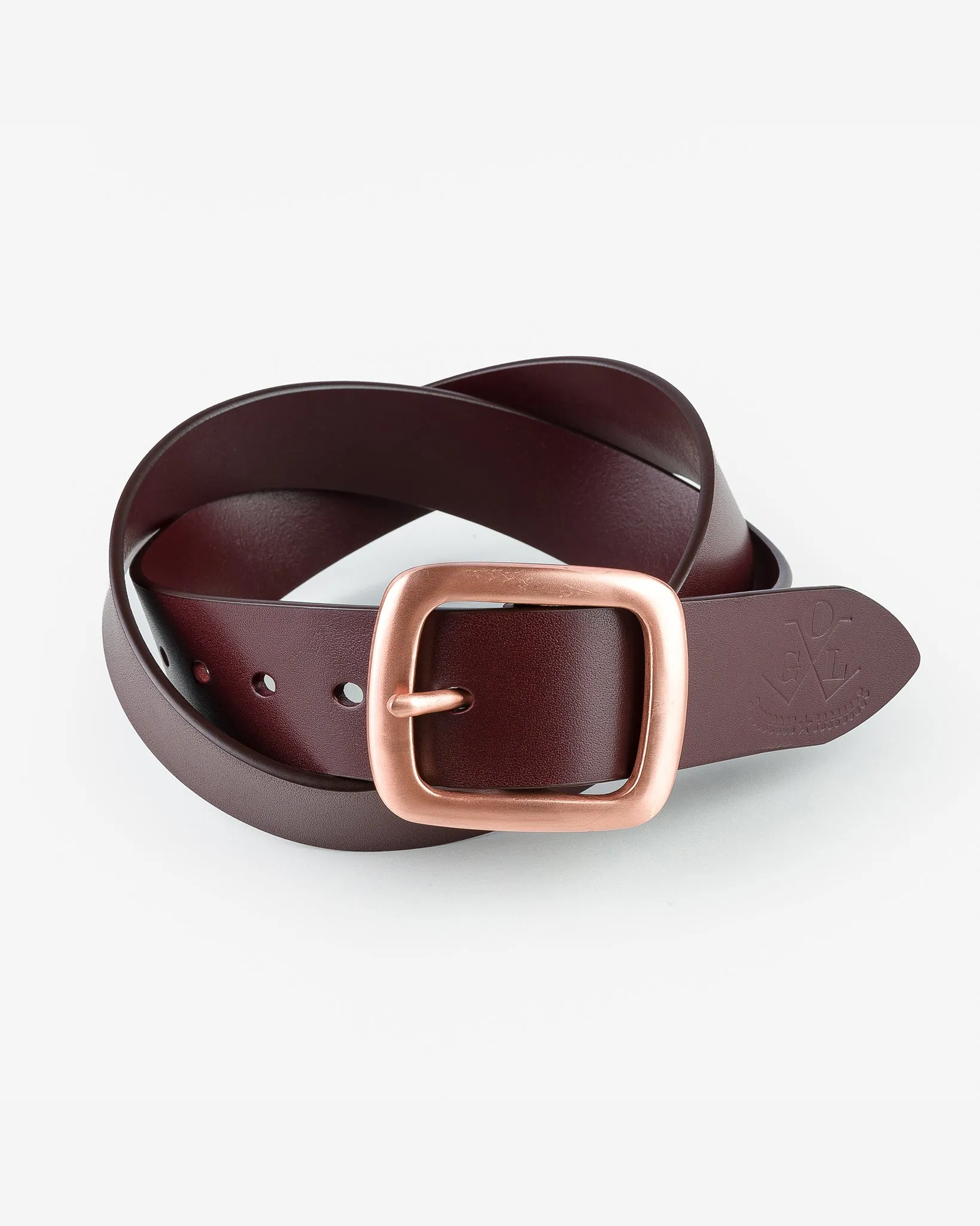 OGL Single Prong Copper Garrison Buckle Leather Belt - Full Dyed Brown sold by Iron Heart