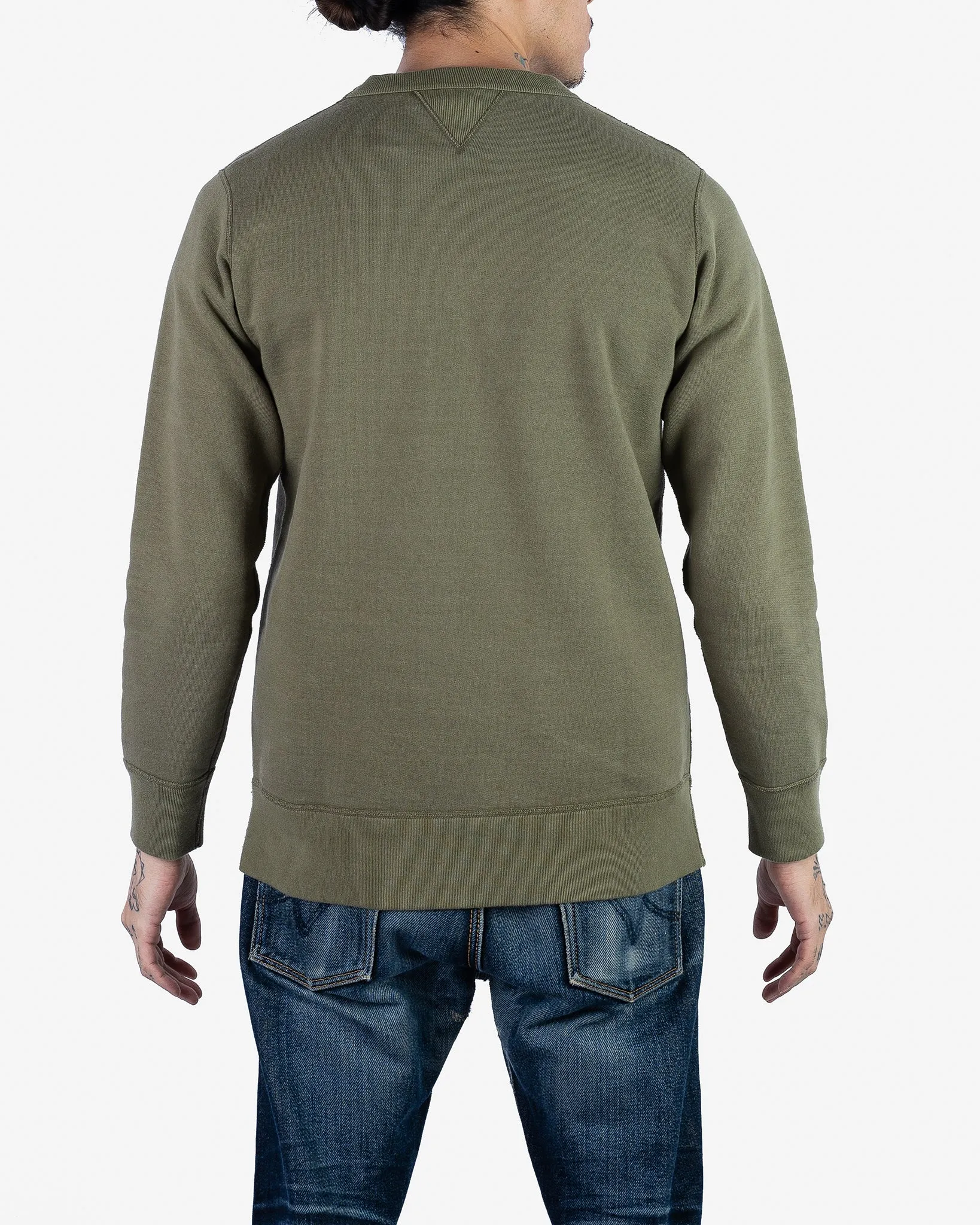 14oz Ultra Heavyweight Loopwheel Cotton Crew Neck Sweat - Olive sold by Iron Heart product image thumbnail 3