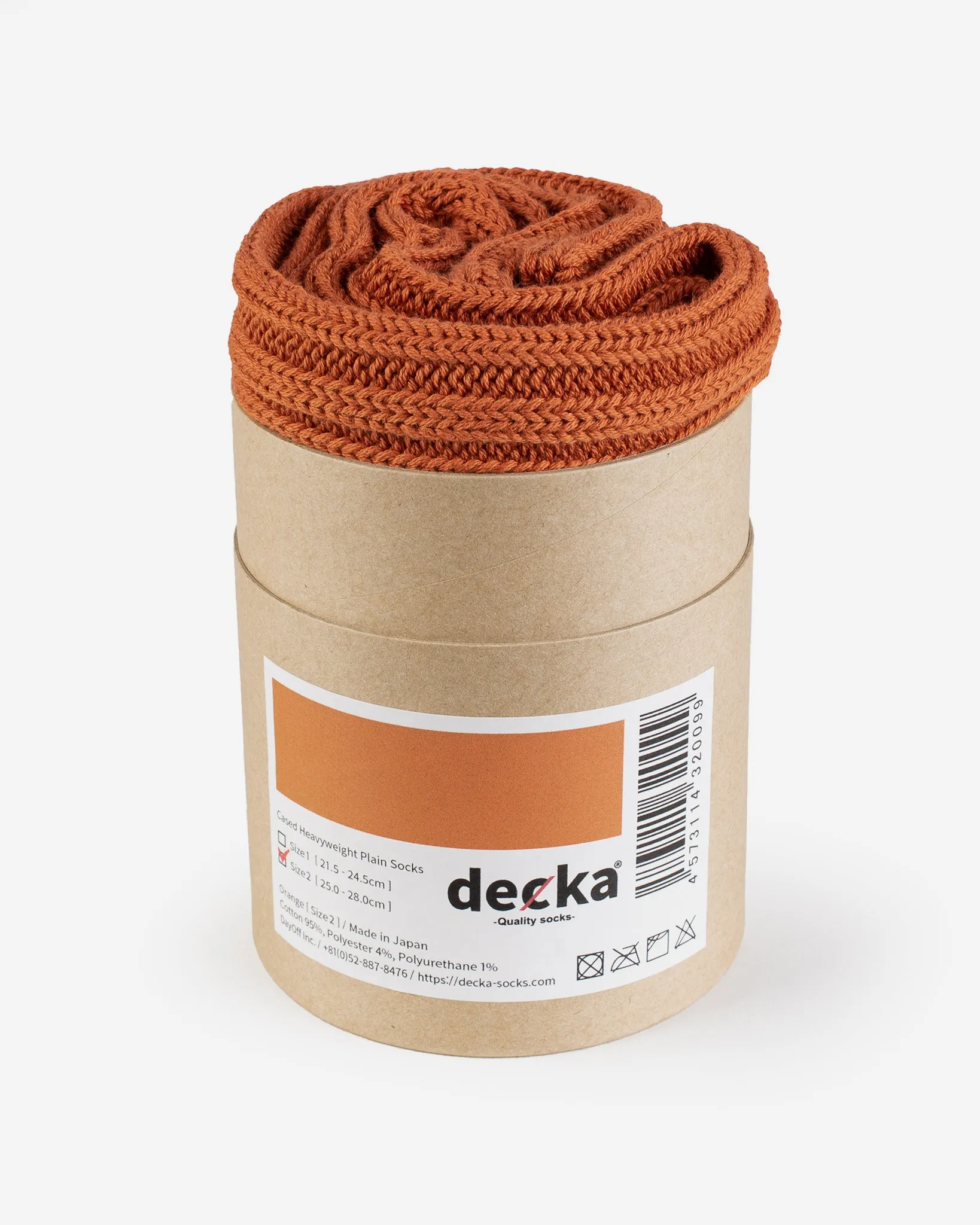 Decka Cased Heavyweight Plain Socks - Orange sold by Iron Heart