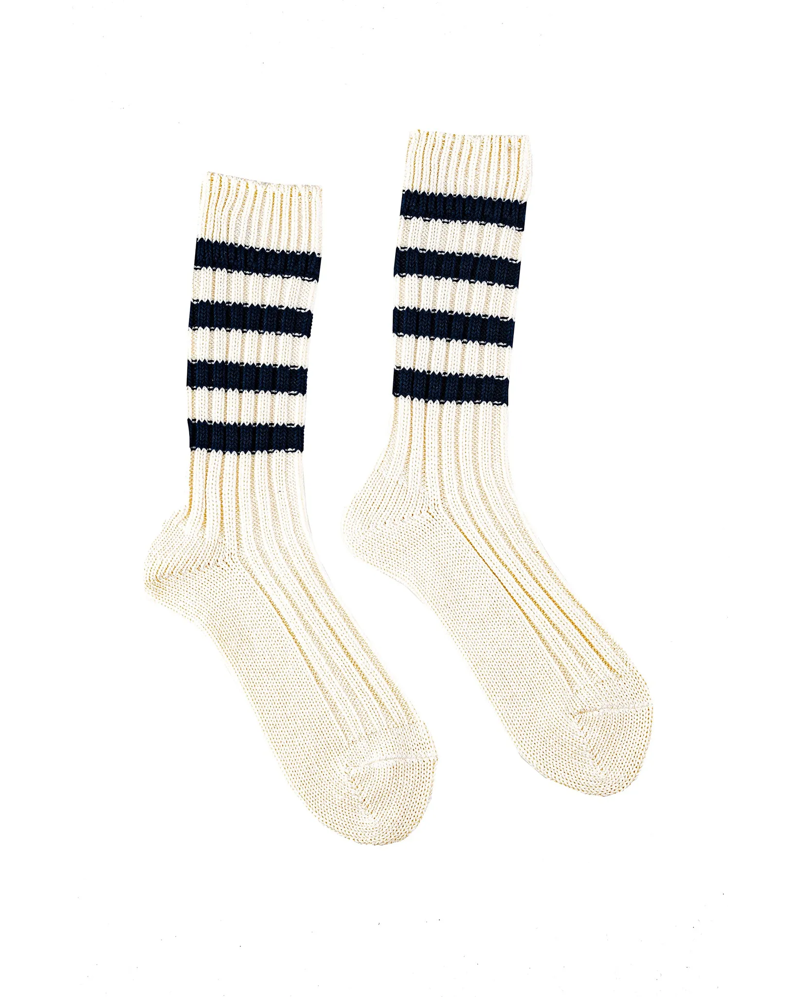 Decka Heavyweight Socks / Stripes - Ivory x Navy sold by Iron Heart product image thumbnail 2