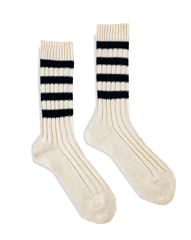 Decka Heavyweight Socks / Stripes - Ivory x Navy sold by Iron Heart