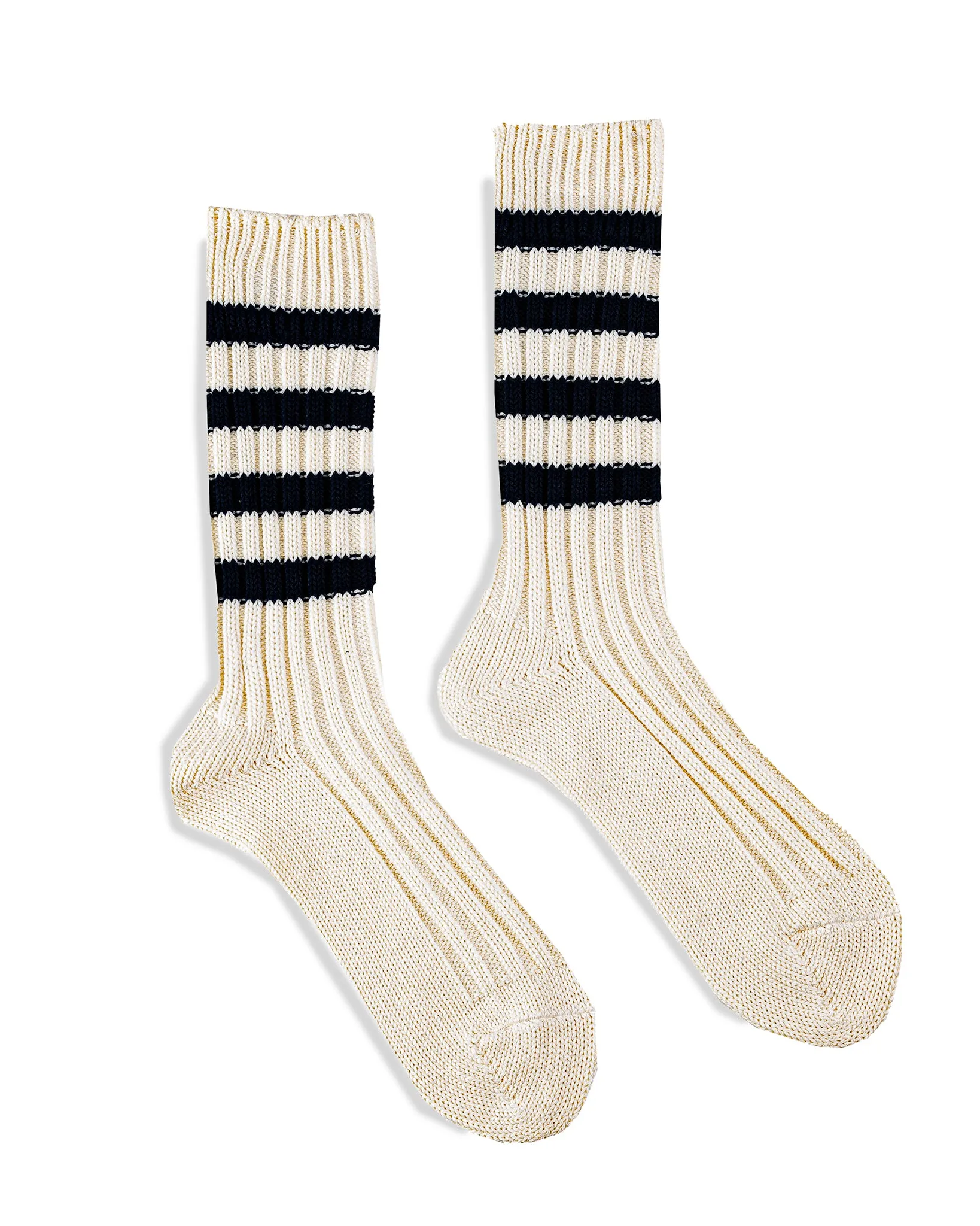 Decka Heavyweight Socks / Stripes - Ivory x Navy sold by Iron Heart