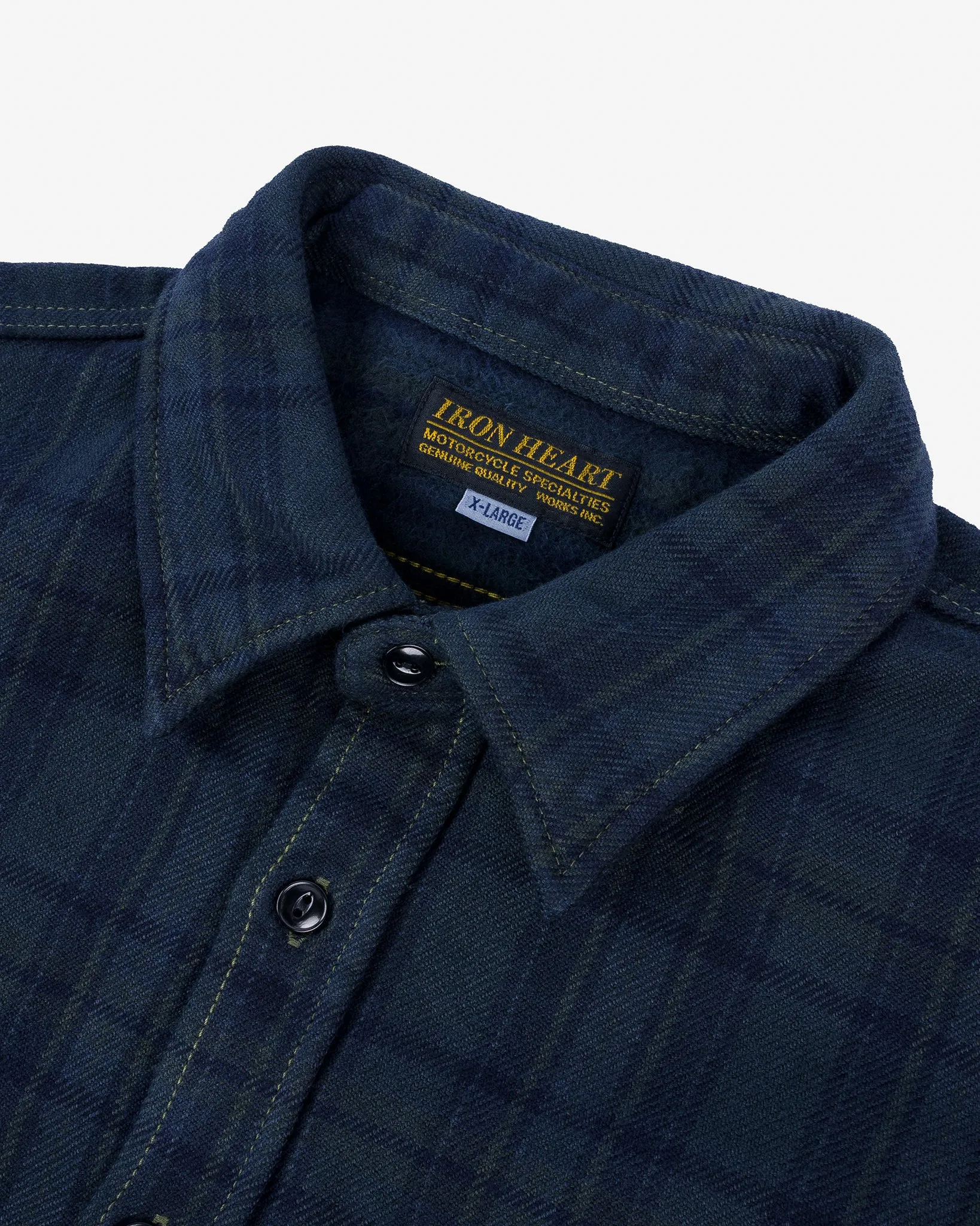 Ultra Heavy Flannel Tartan Check Work Shirt - Green Overdyed Black sold by Iron Heart product image thumbnail 5