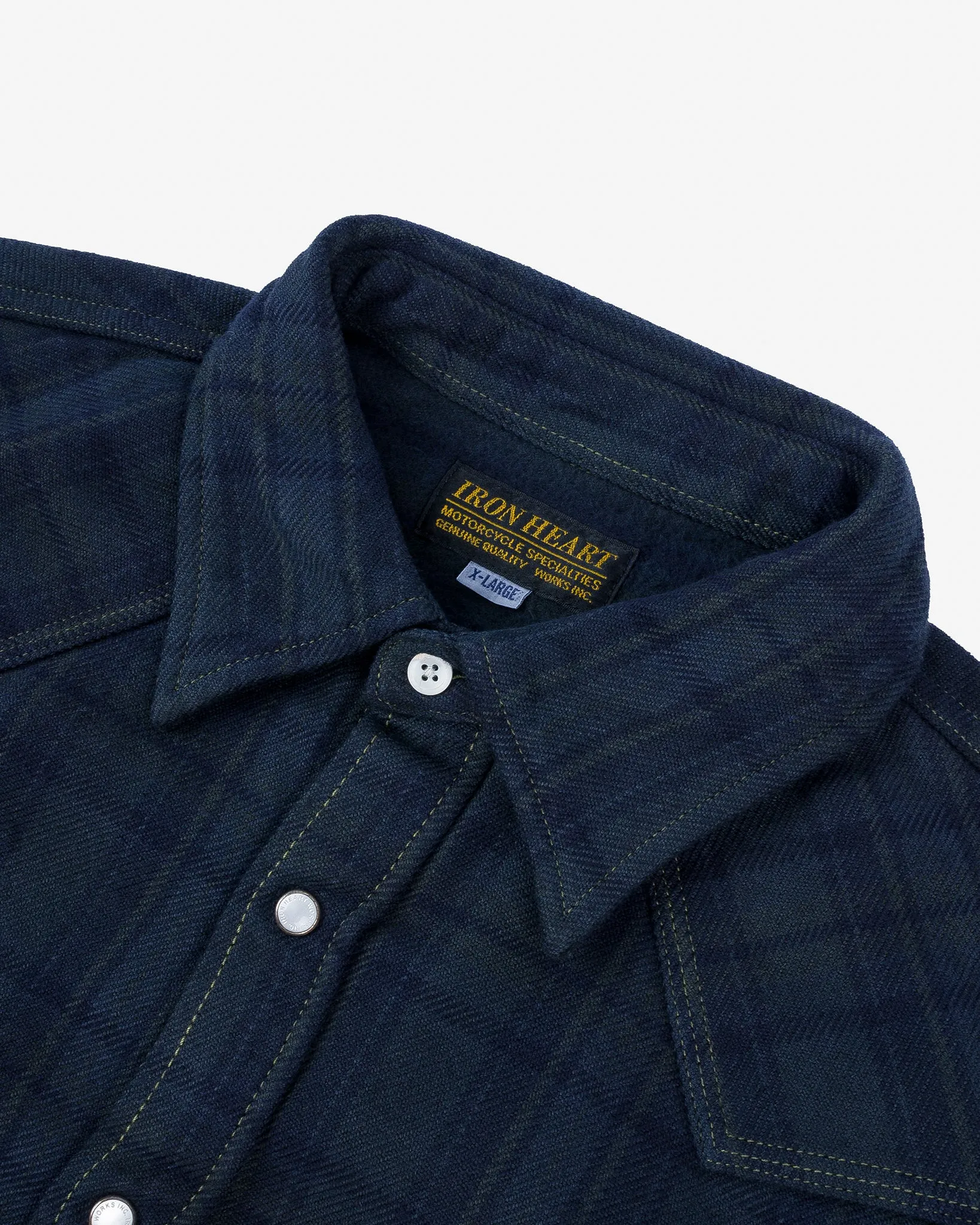 Ultra Heavy Flannel Tartan Check Western Shirt - Green Overdyed Black sold by Iron Heart product image thumbnail 5